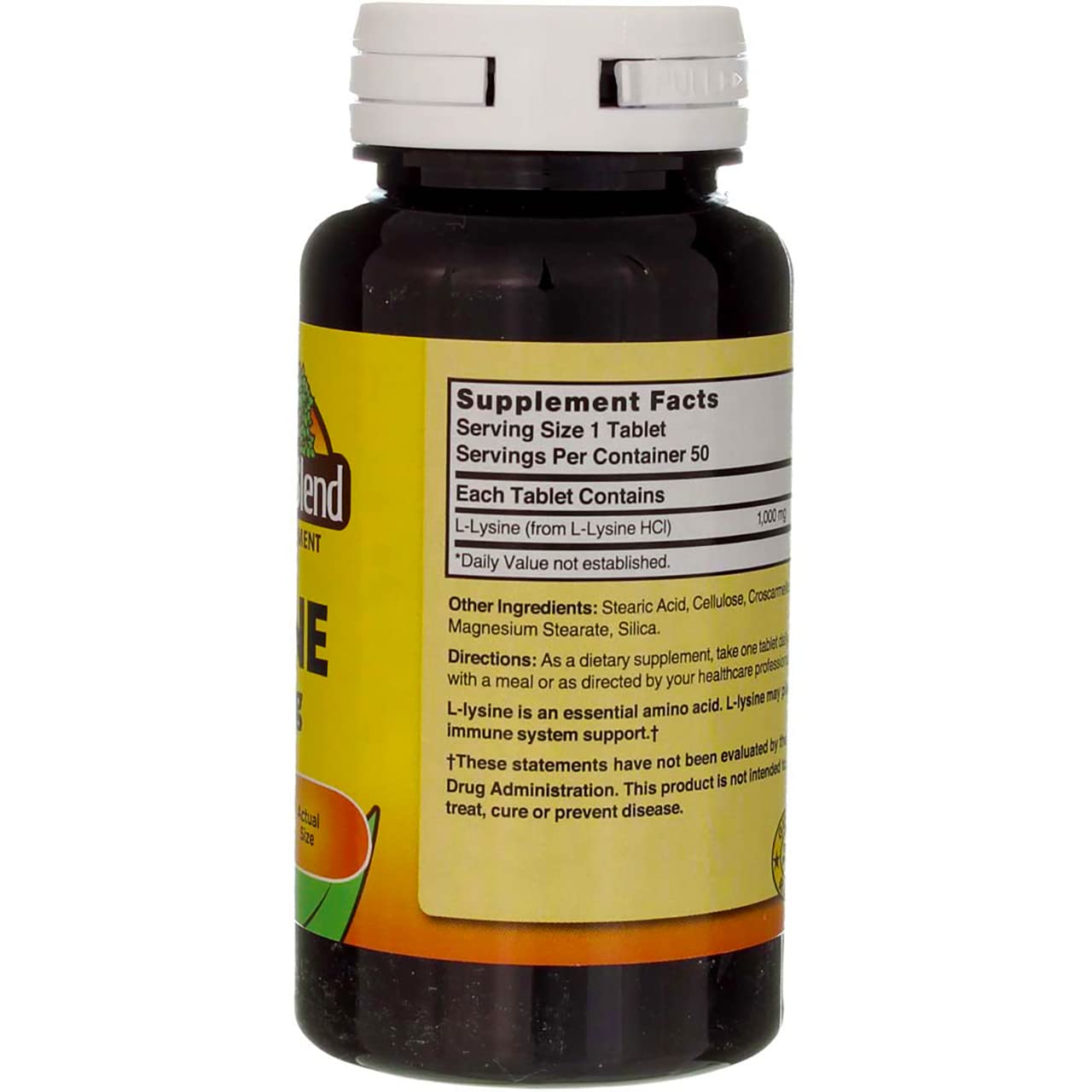 Nature's Blend Lysine 1,000 mg Tablet, 50 Tablets