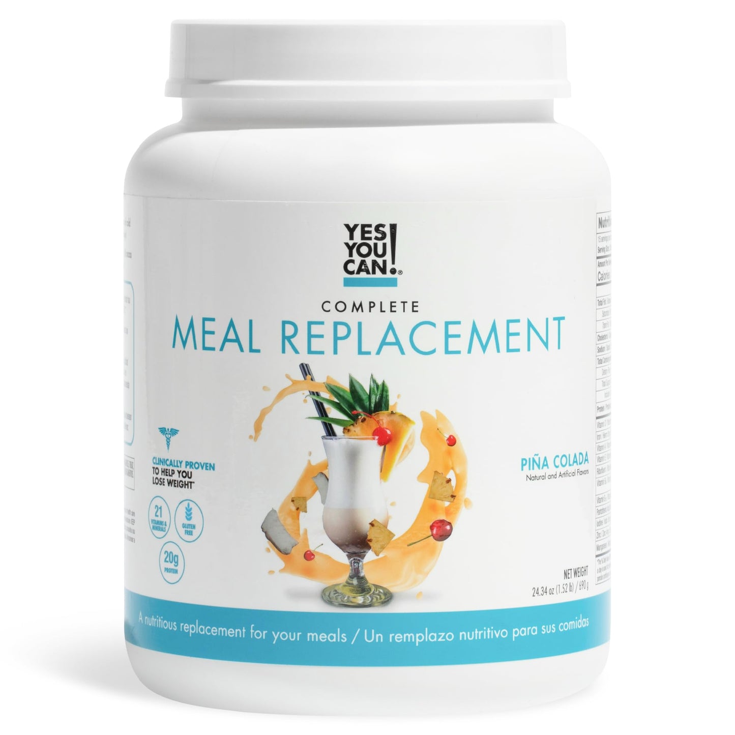Yes You Can! Complete Meal Replacement, Pina Colada, 20g Protein Powder, 24.34