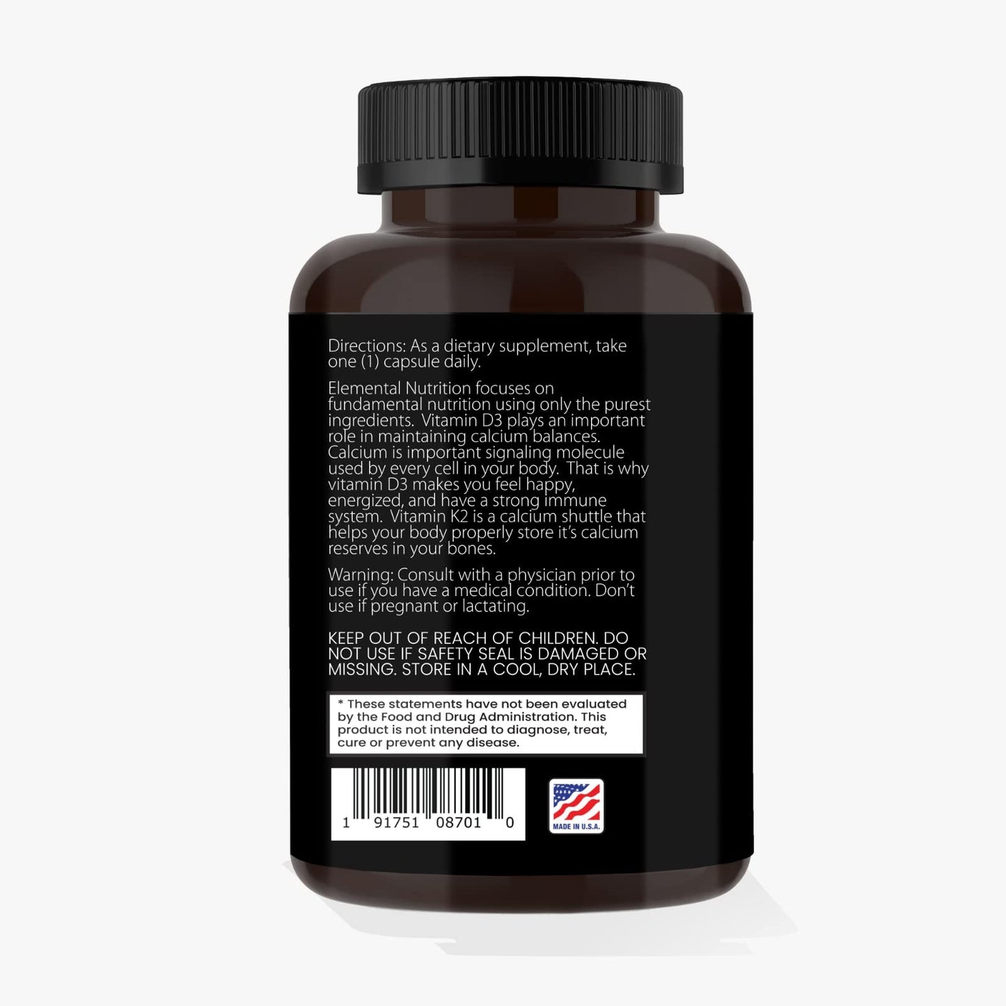 Elemental Nutrition Vitamin K2 with D3 Capsule, 30 Count
