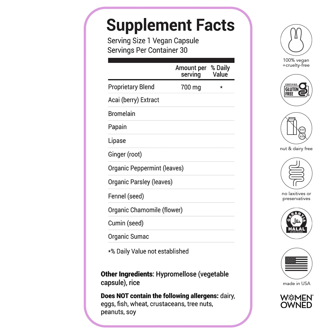HAIRtamin BLOATamin Digestive Enzyme Supplement Capsule 1 Count