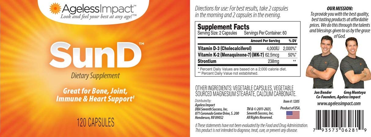 Ageless Impact--Look And Feel Your Best! SunD Vitamin D Supplement Powder 120