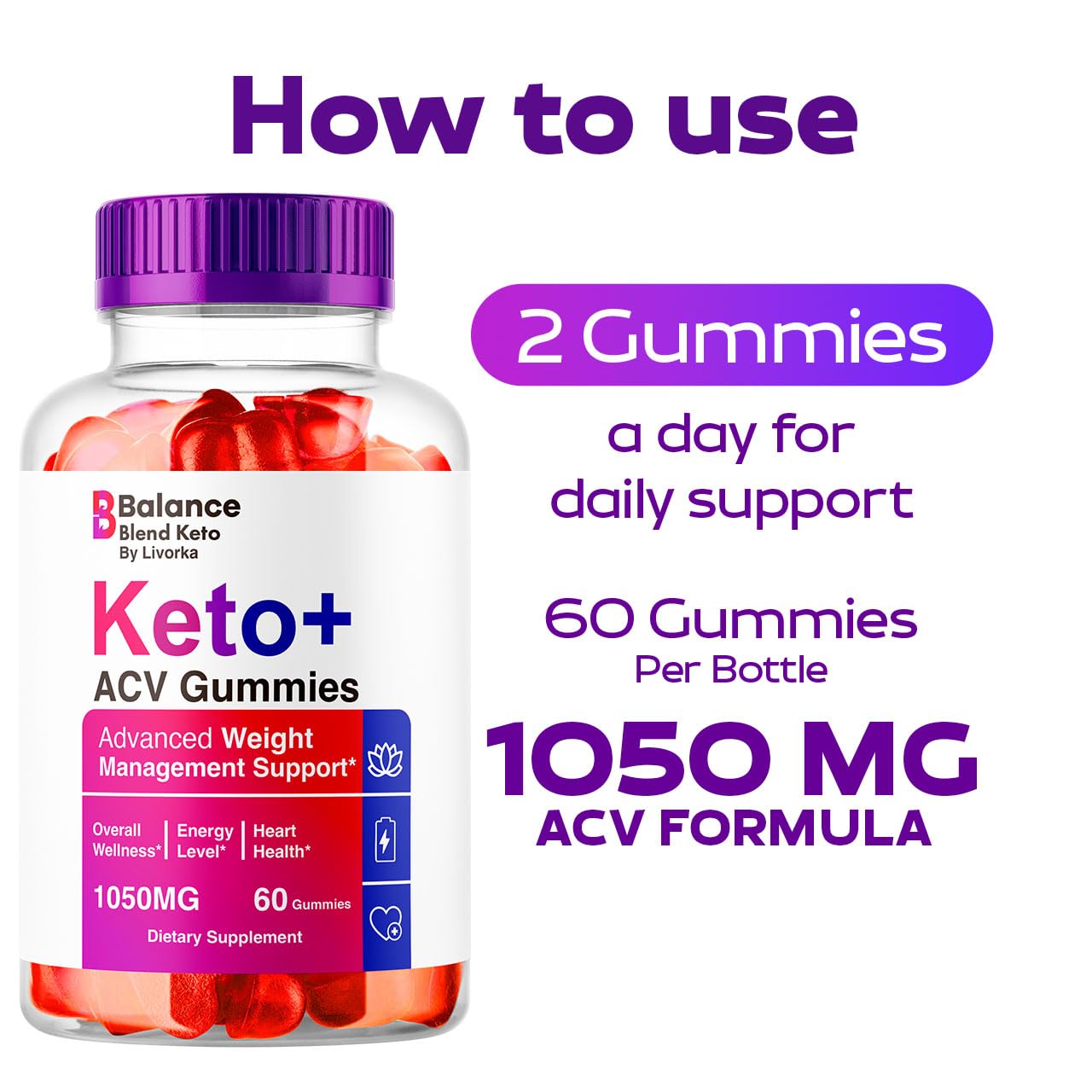 LIVORKA Balance Blend Keto ACV Gummies, 60 Gummies
