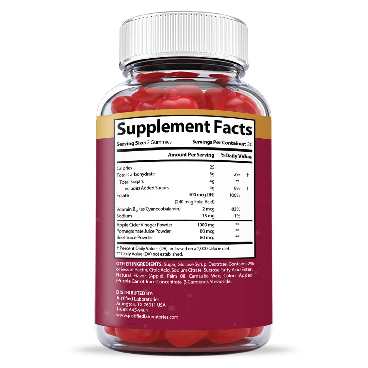 Justified Laboratories Great Results Keto ACV Gummies, 300 Gummies