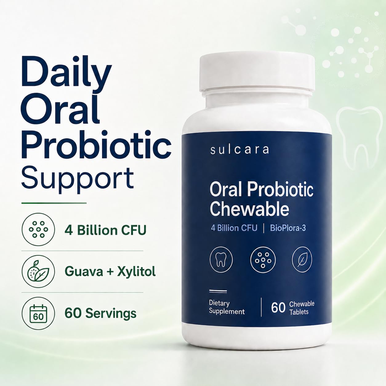 Pwkvsn Sulcara Oral Probiotic Chewables, 60 Servings