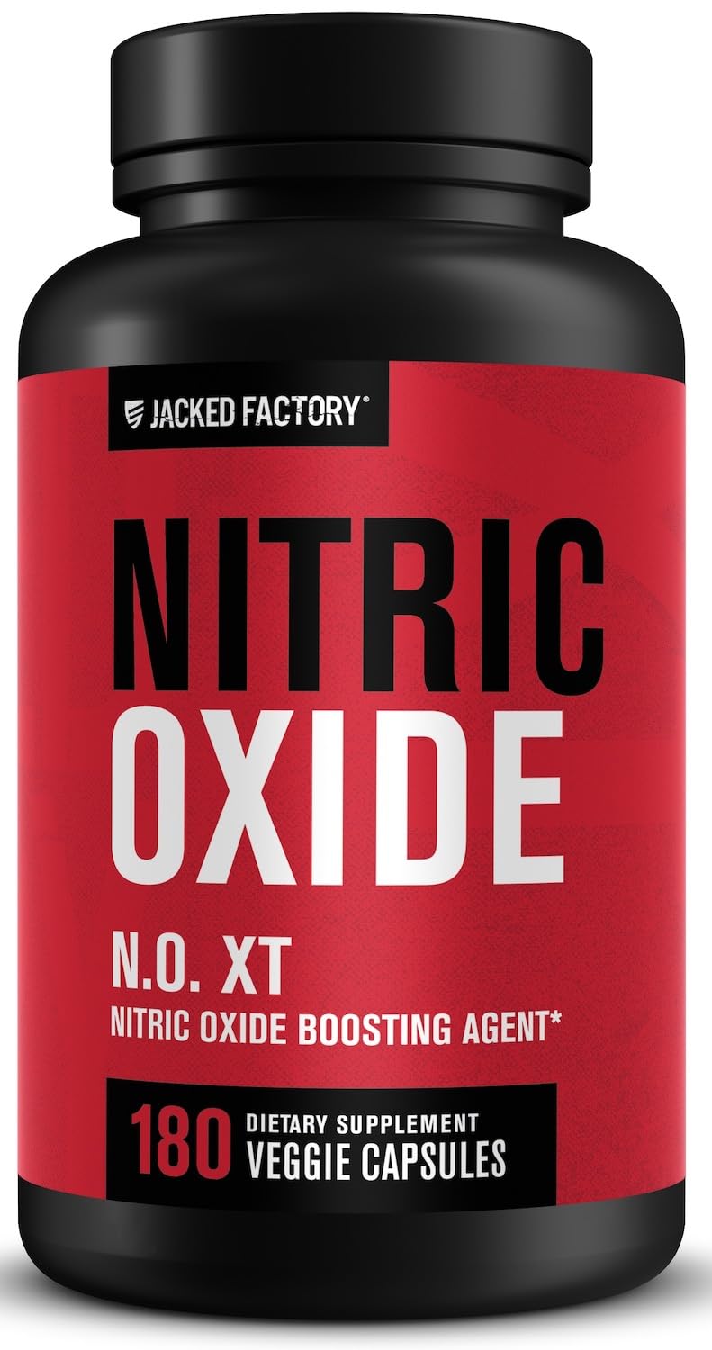 Jacked Factory N.O. XT Nitric Oxide Supplement for Men with Nitrosigine, L-Arginine & L-Citrulline, 180 Capsules