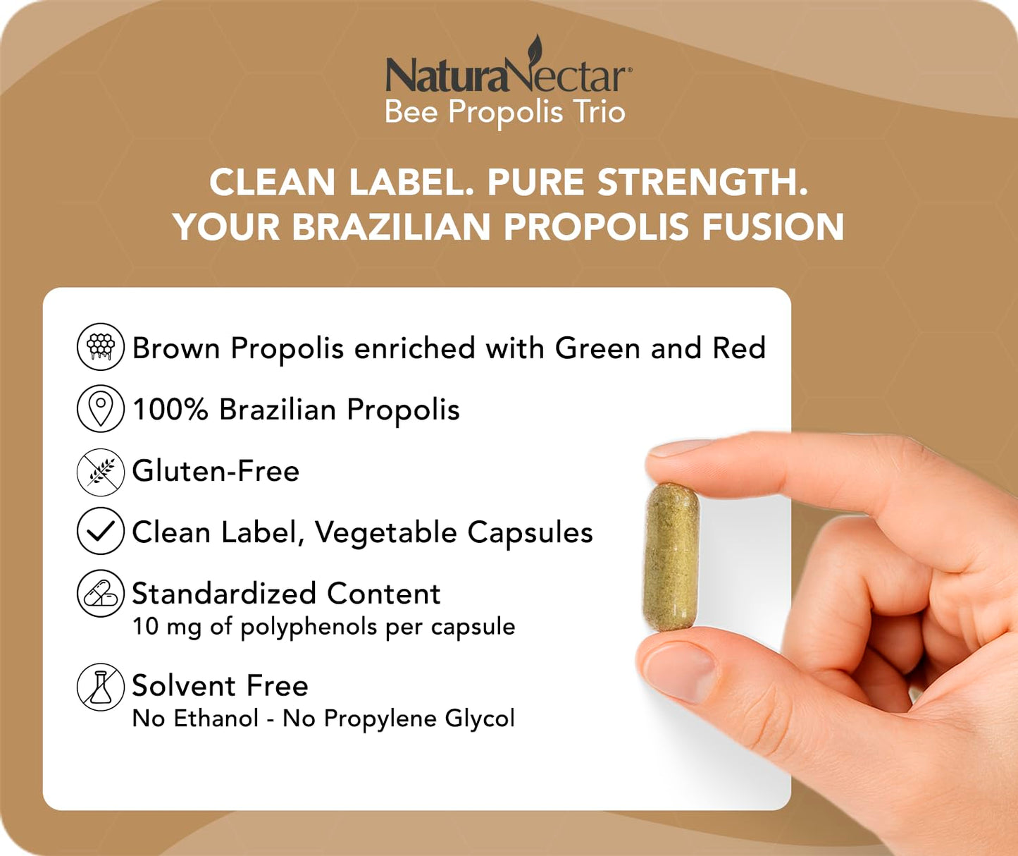 NaturaNectar Bee Propolis Trio Capsules 60 Capsules