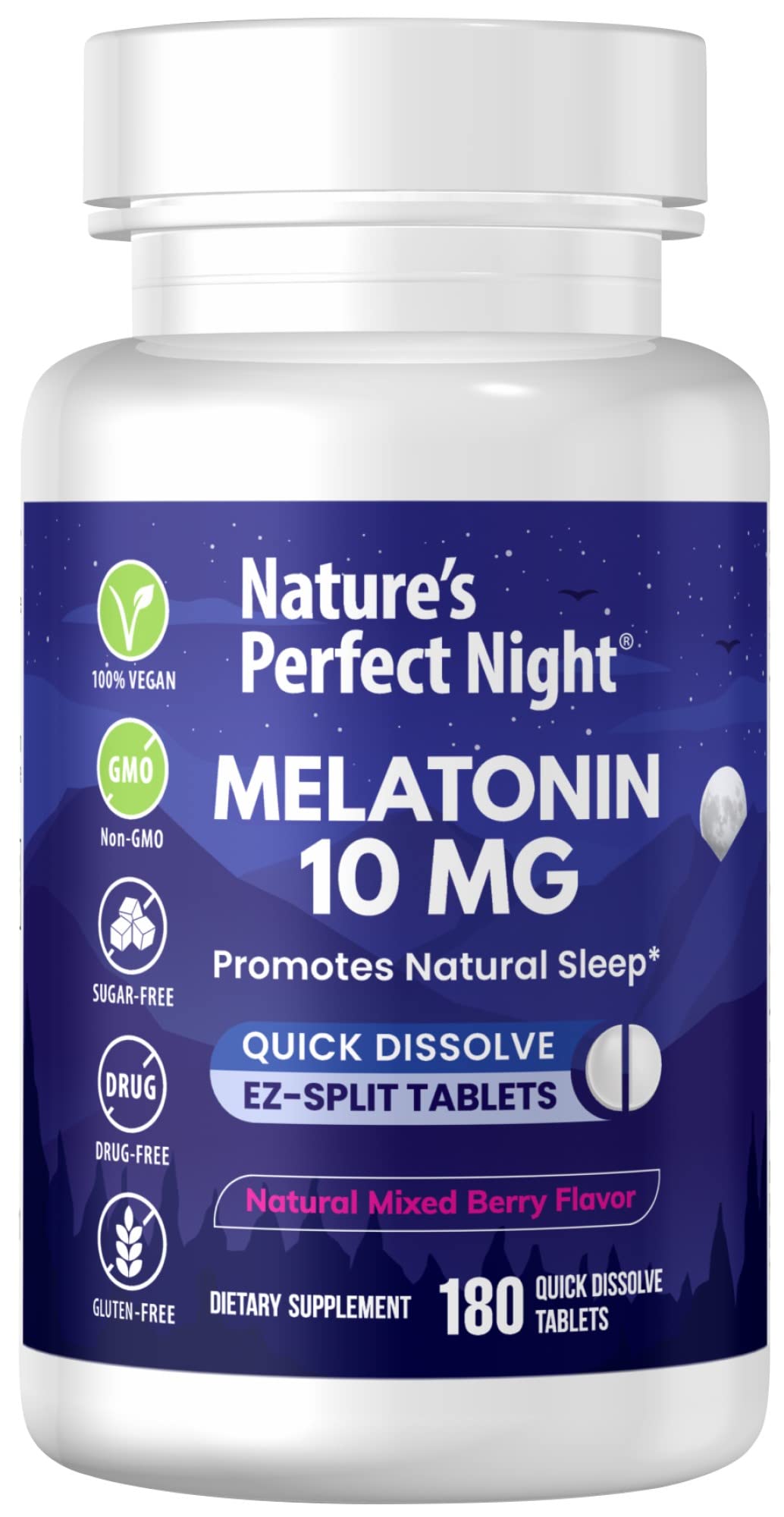Nature's Perfect Night Melatonin 10mg Fast Dissolve Tablet 180