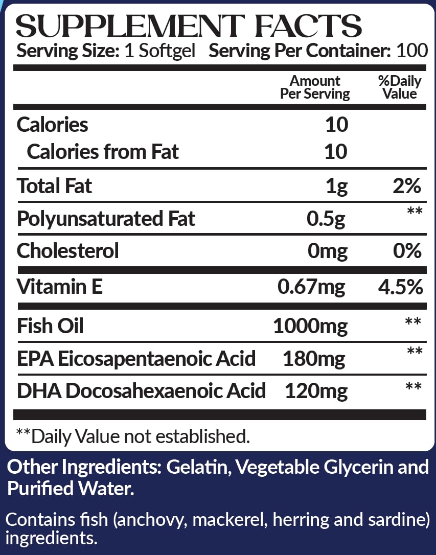 VitaVita Nutritions Fish Oil Omega 3 Softgels 100