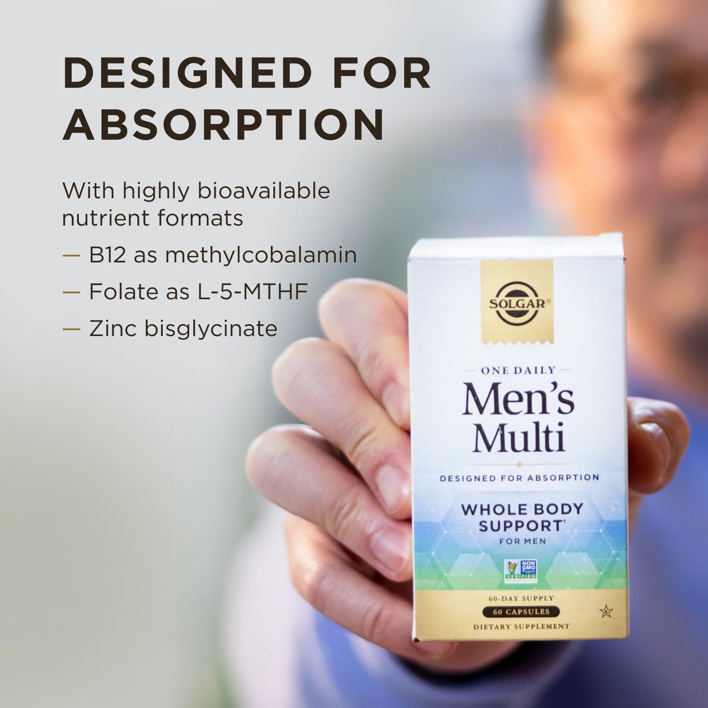 Solgar One Daily Men's Multivitamin Whole Body Support Supplement, Highly Absorbable Delayed Release One Daily Multi Vitamin Capsules for Men, 60 Capsules