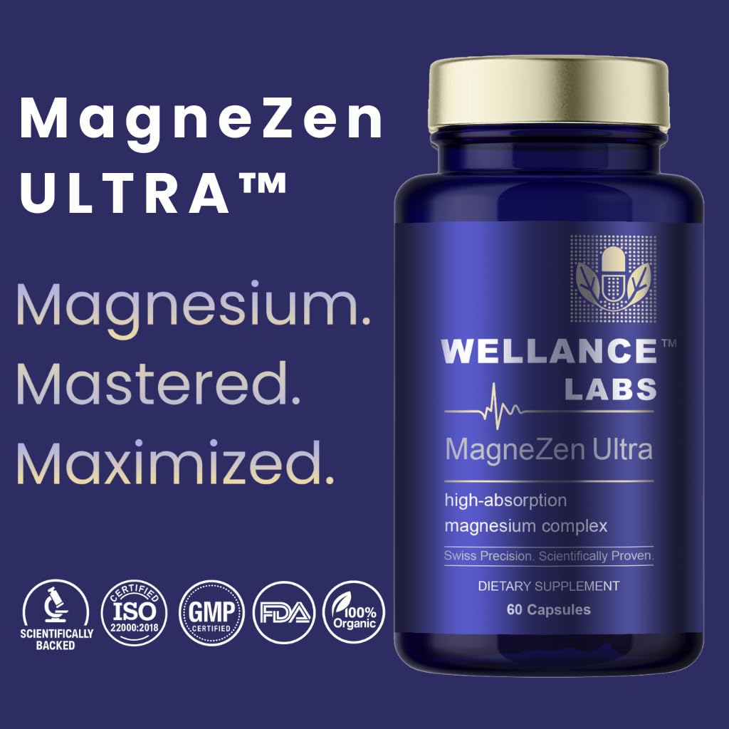 Wellance Labs MagneZen Ultra Magnesium Complex with B6 Capsules, 60 Count