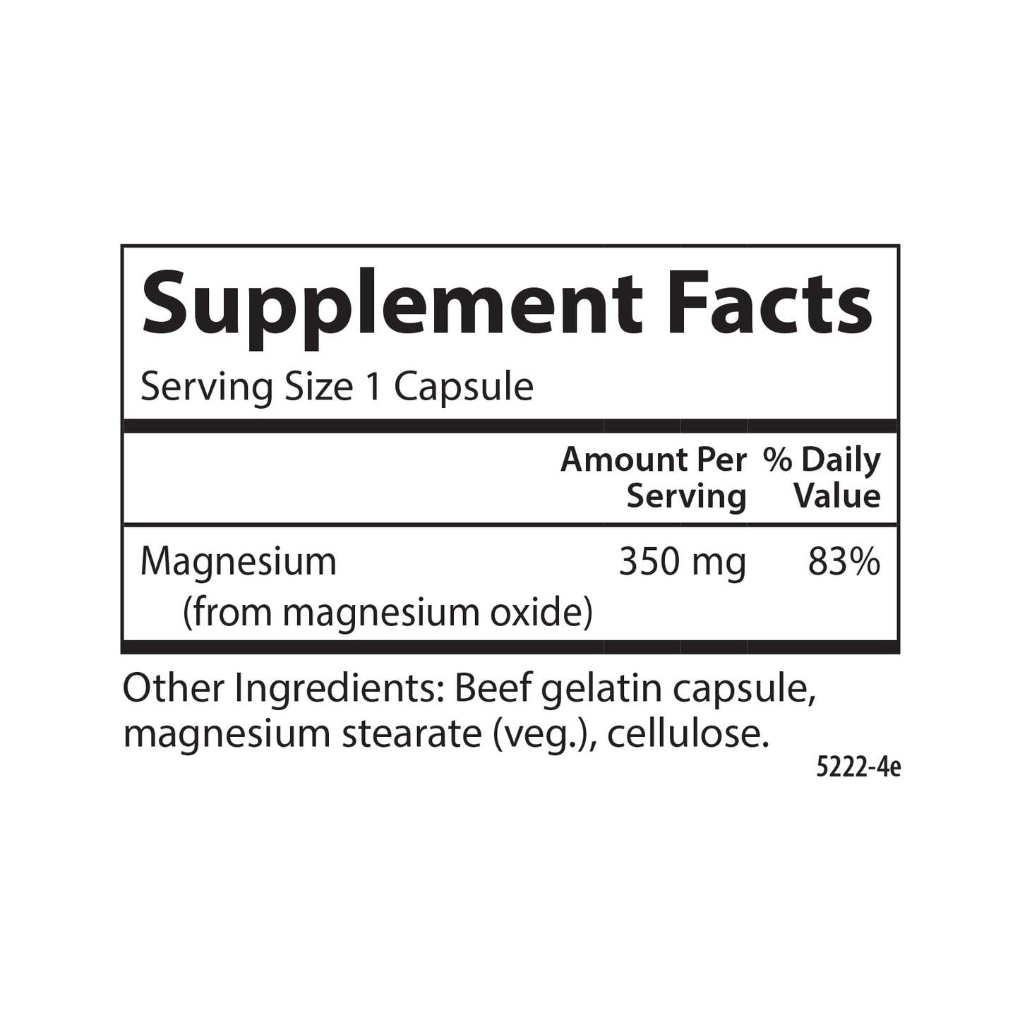 Carlson Magnesium 350 mg Capsules, 180 Capsules