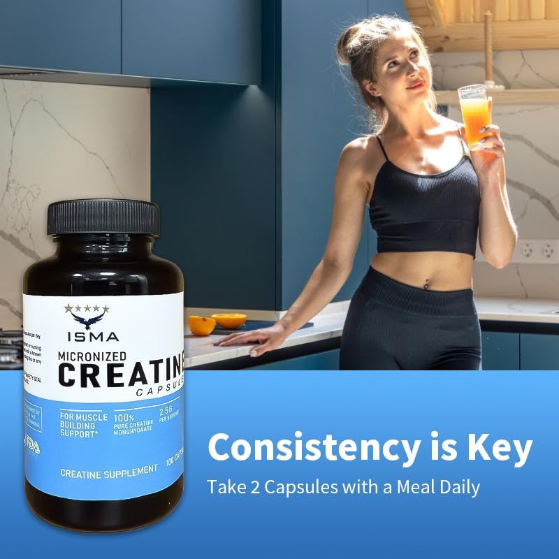 ISMA Creatine Monohydrate Capsules, 100 Count