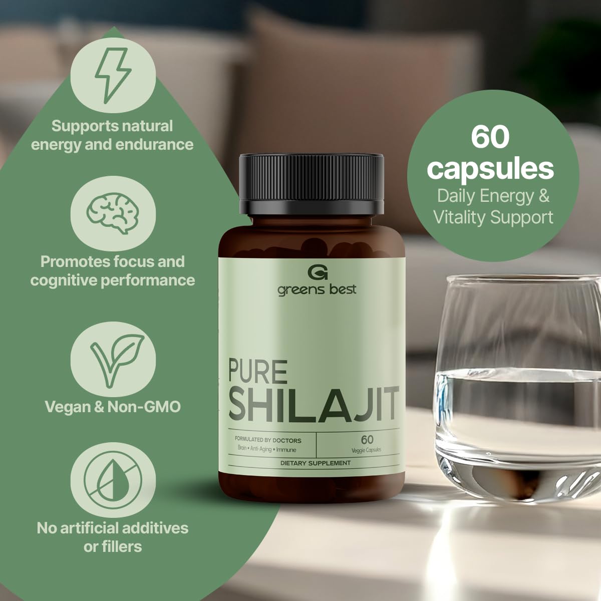 GREEN'S BEST Pure Himalayan Shilajit Capsules 60 Capsules
