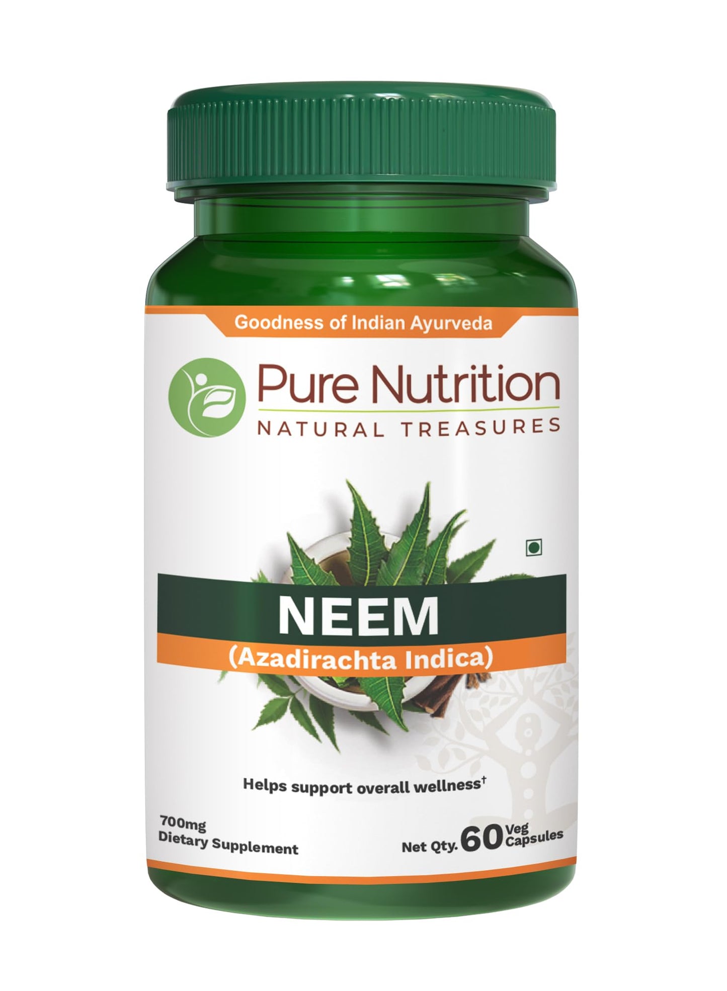 PURE NUTRITION NATURAL TREASURES Neem 700 mg per Capsule, 60 Capsules