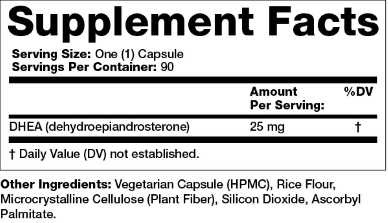 Olympian Labs DHEA 25mg Supporting Focus and Energy Capsules, 90 Capsules