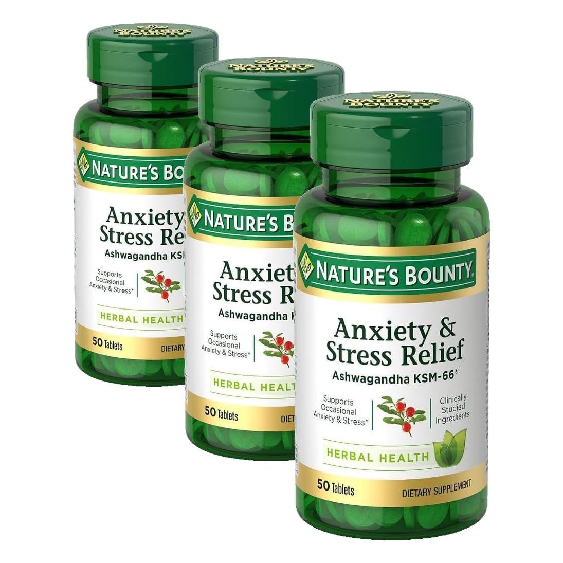 Nature's Bounty Stress Relief Ashwagandha KSM 66 Tablets, Mood Support, 150 Tablets