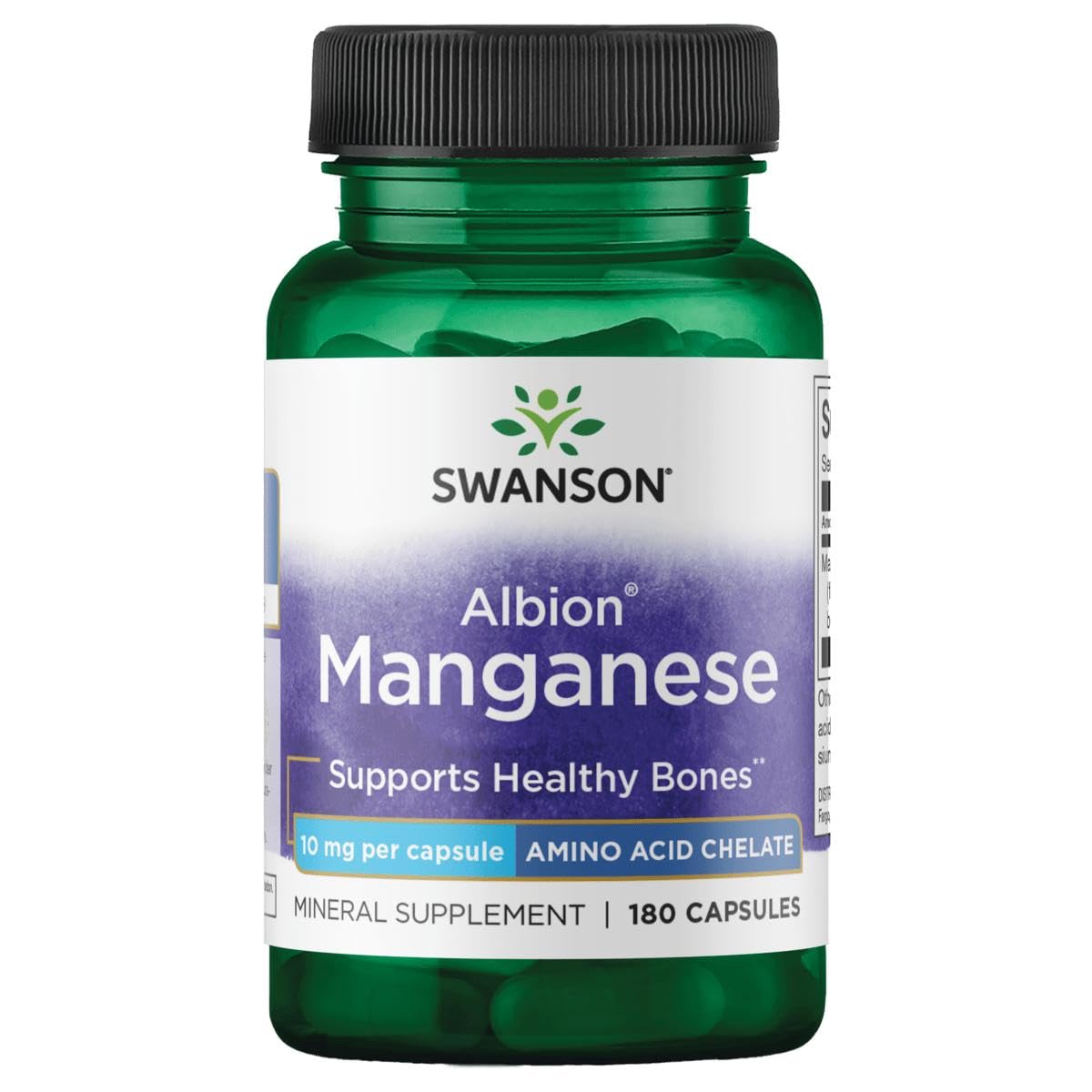 Swanson Albion Chelated Manganese 10 Milligrams Capsules 180 Count