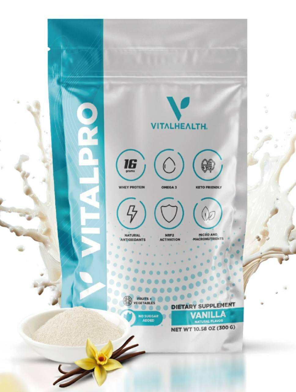 Generic Vitalpro Vanilla Whey Protein Powder, 16g Protein, 10.6 oz (Pack of 2)