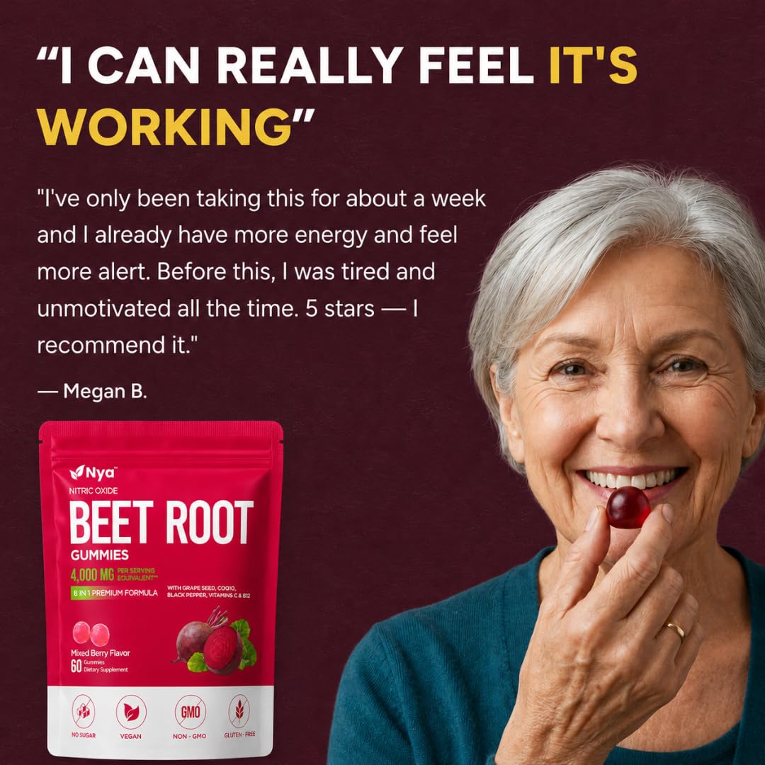 Pricyru NYA Organic Beetroot Gummies, 90 Count
