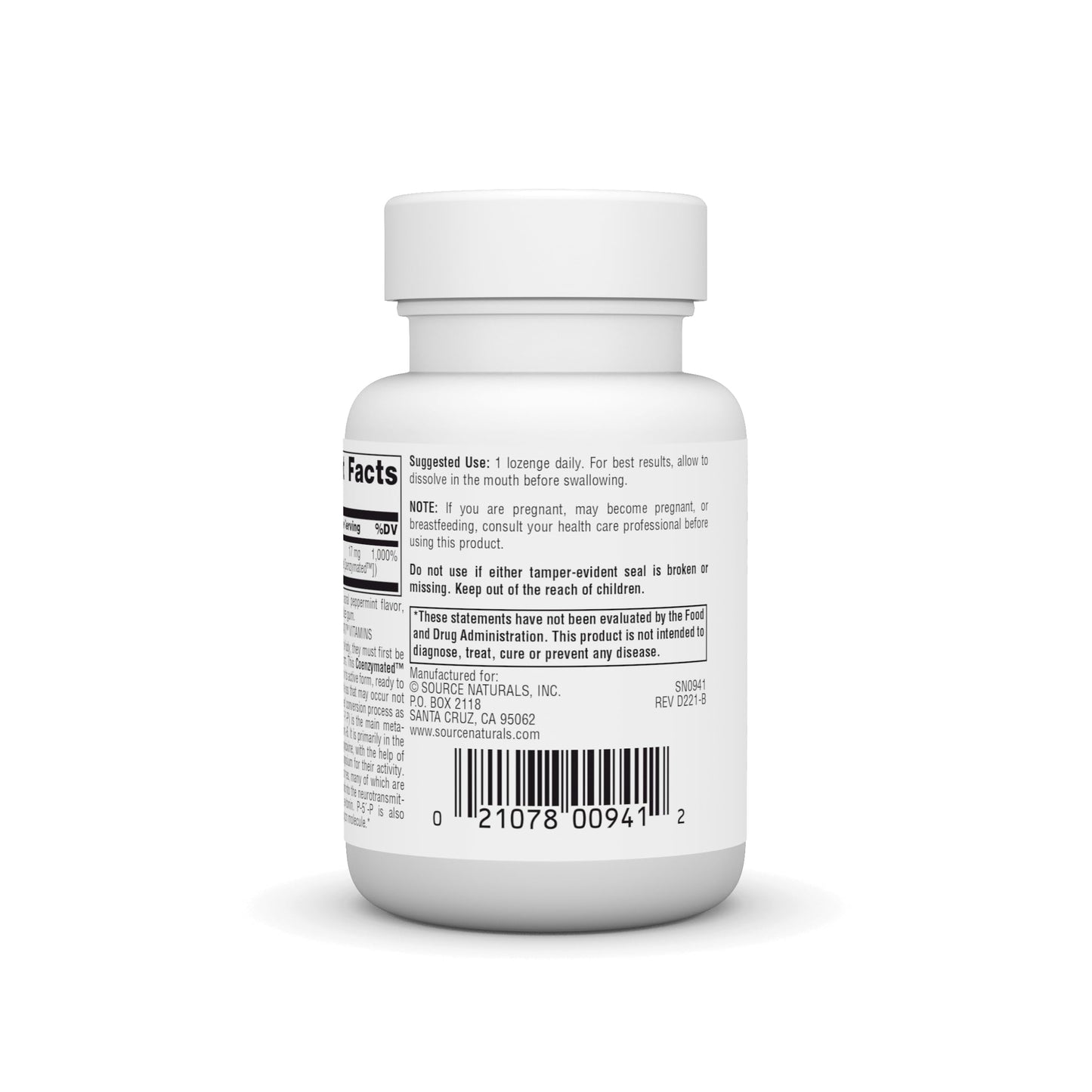 Source Naturals Coenzymated B-6 25mg P-5 Pyridoxal-5 Phosphate Fast-Acting, Quick Dissolve Vitamin Supports Amino Acid Metabolism Lozenges, 60-count