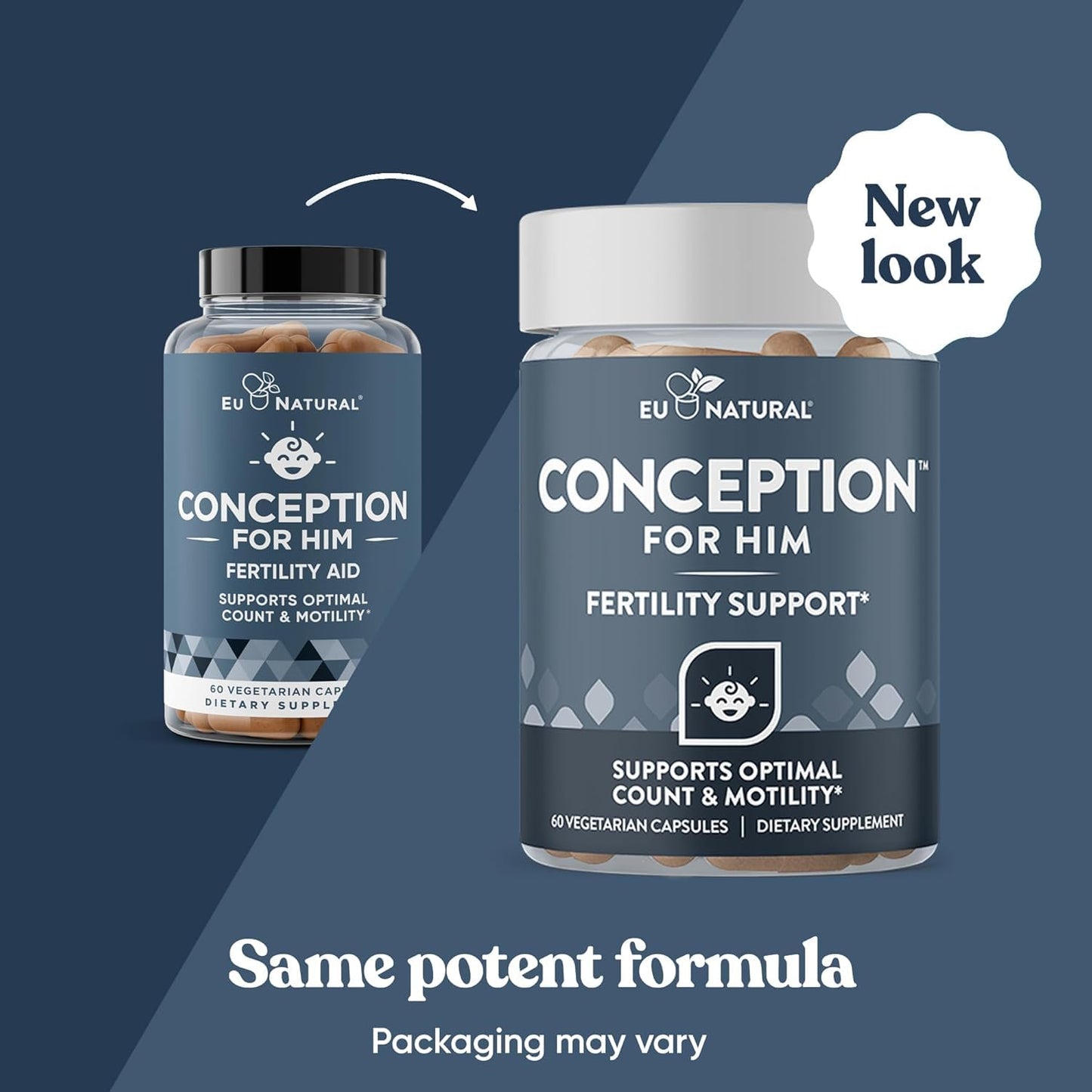 Eu Natural Conception for Him - Male Fertility Supplements with Ashwagandha, Folate & Zinc, Sperm Count, Motility & Strength Support, 120 Vegetarian Capsules
