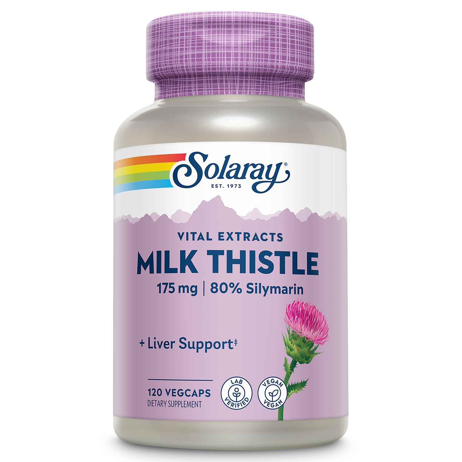 Solaray Milk Thistle Seed Extract 175mg Capsule, 120 VegCaps, Non-GMO & Vegan
