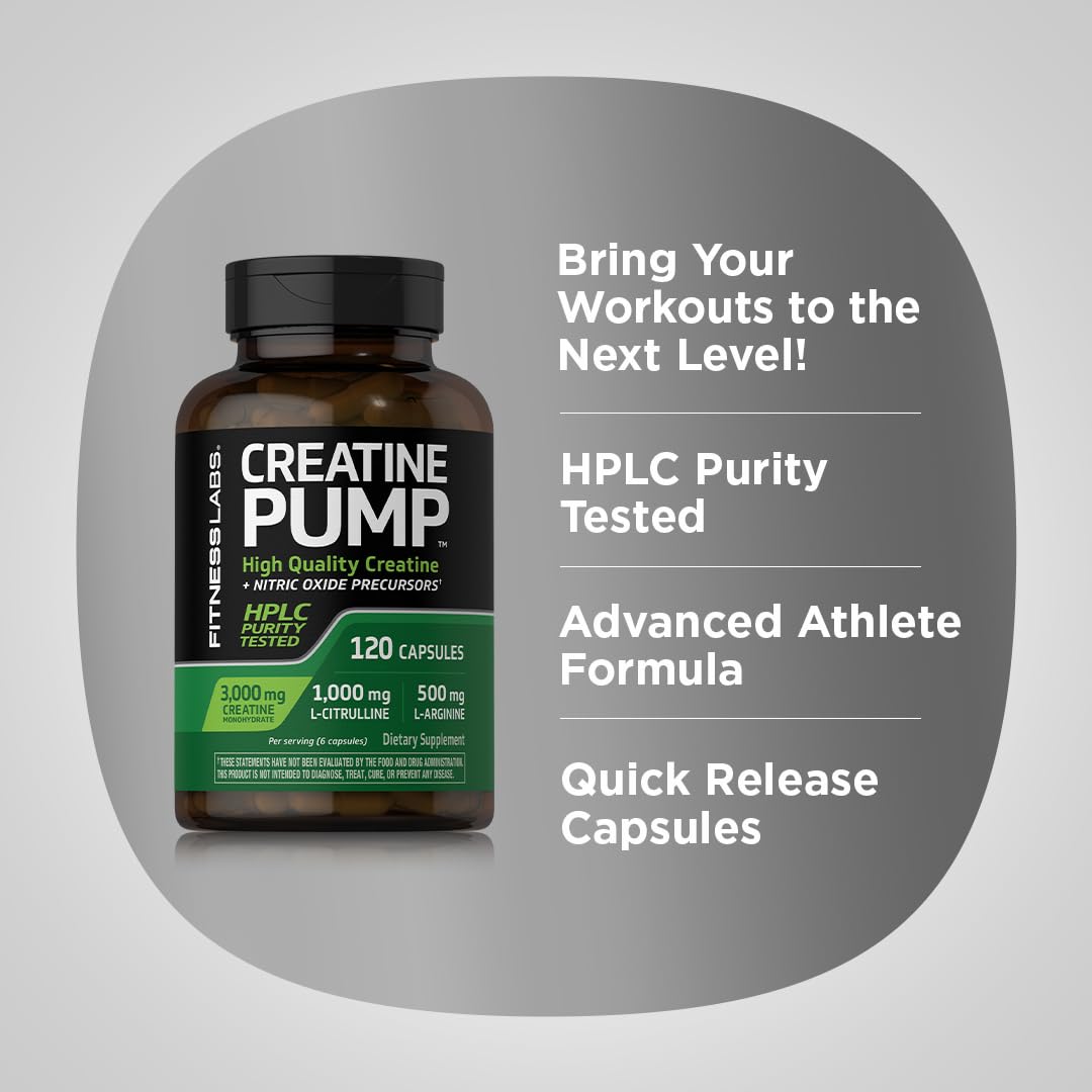 Fitness Labs Creatine Monohydrate Capsules 120 Count