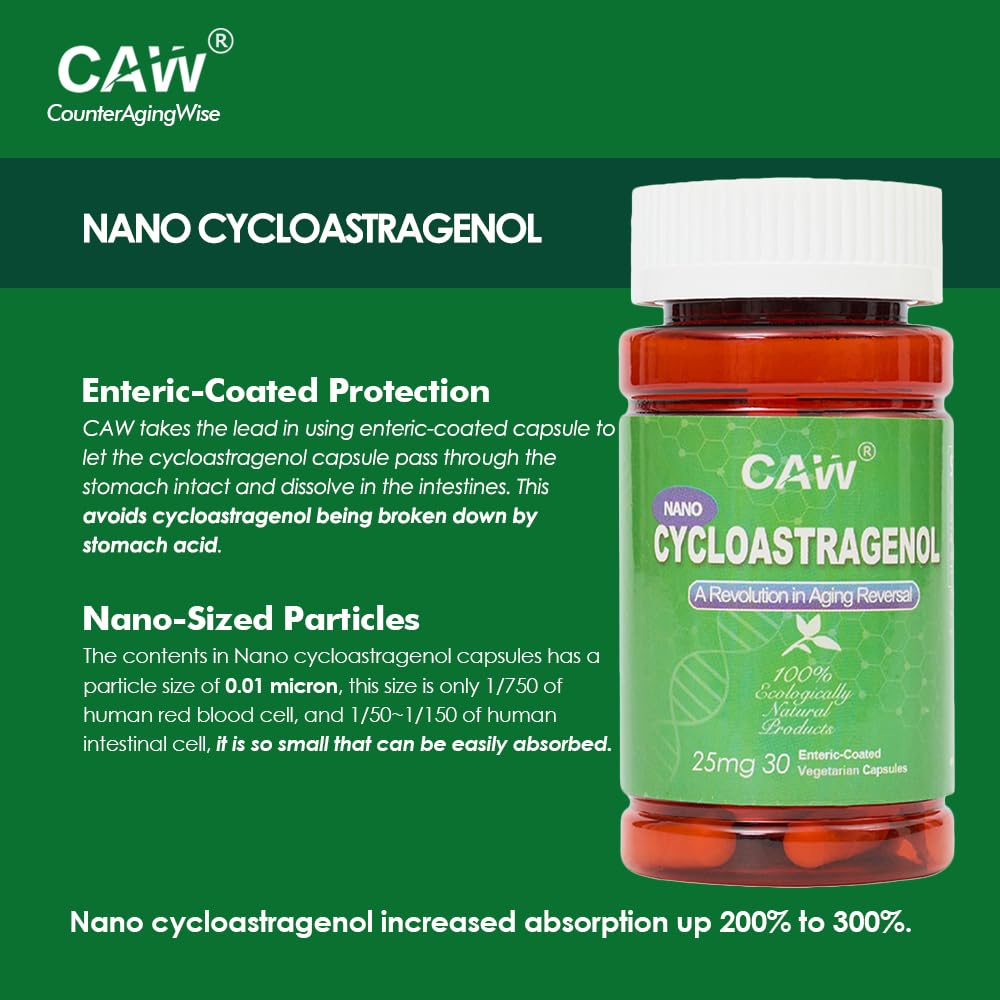 CAW Nano Cycloastragenol 25mg Capsules, 30 Count