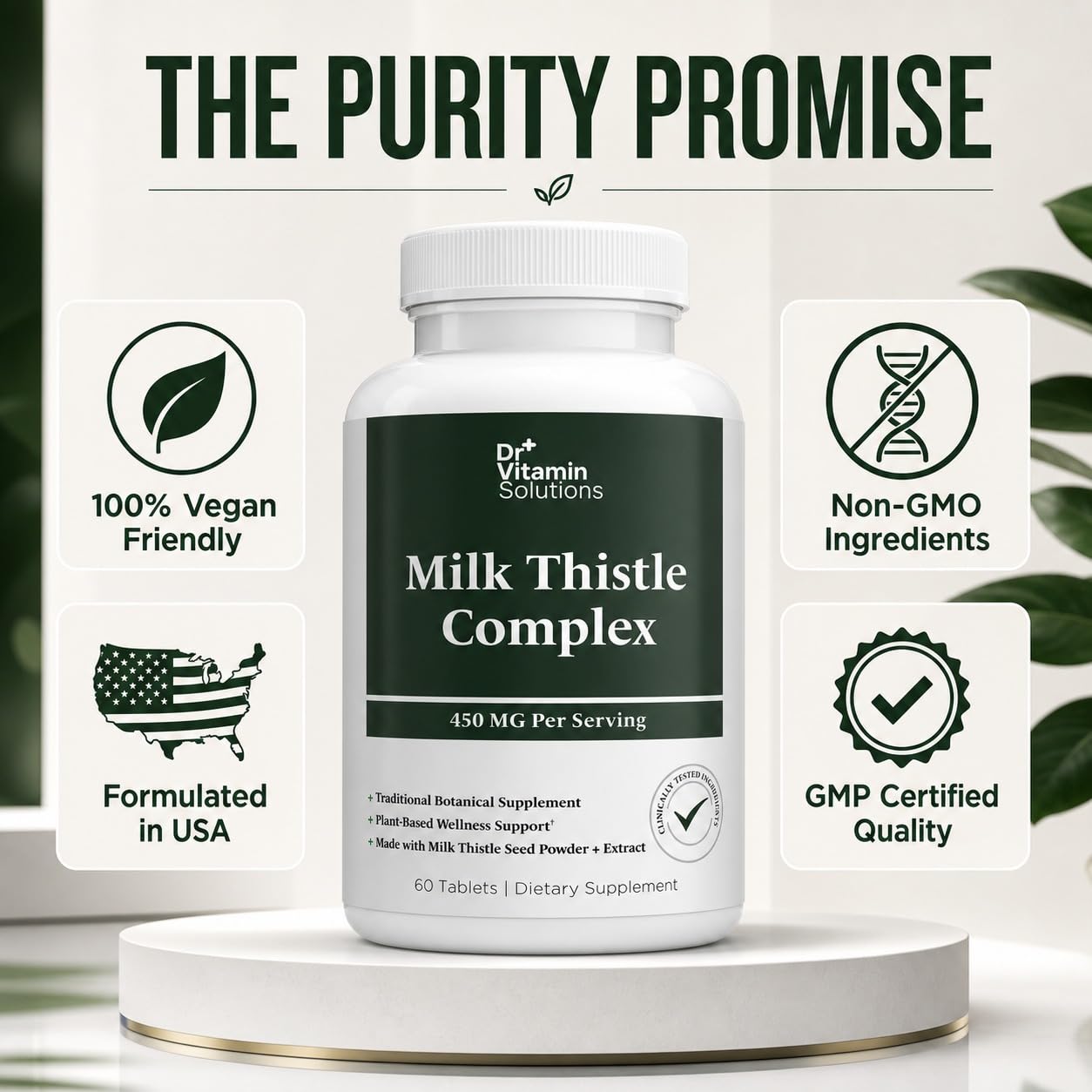 DR Vitamin Solutions Milk Thistle Complex 450 mg – 175 mg Standardized Milk Thistle Extract Plus 275 mg Milk Thistle Powder, Tablets, 60 Count