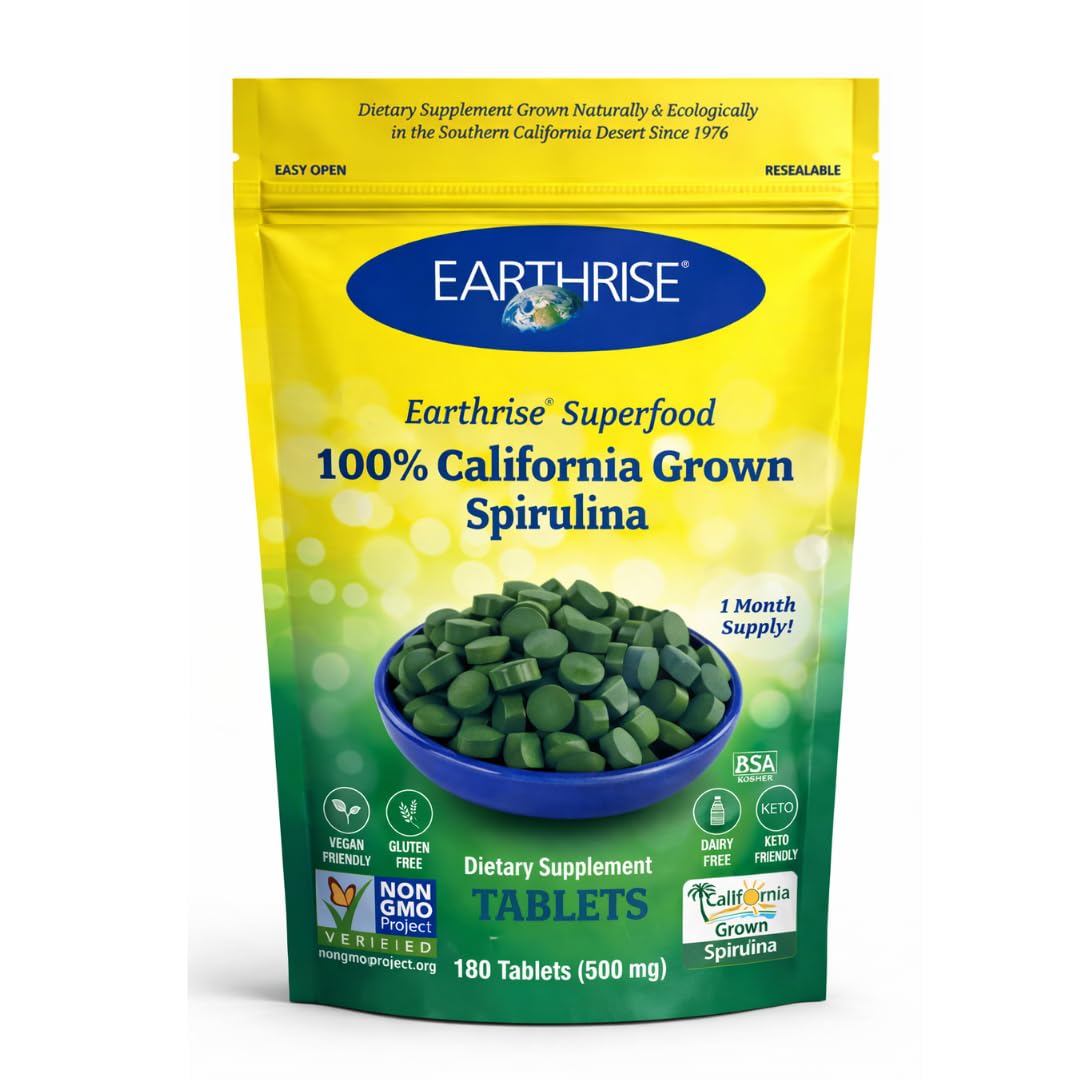 Earthrise California Spirulina 500mg Tablets, 180 Count