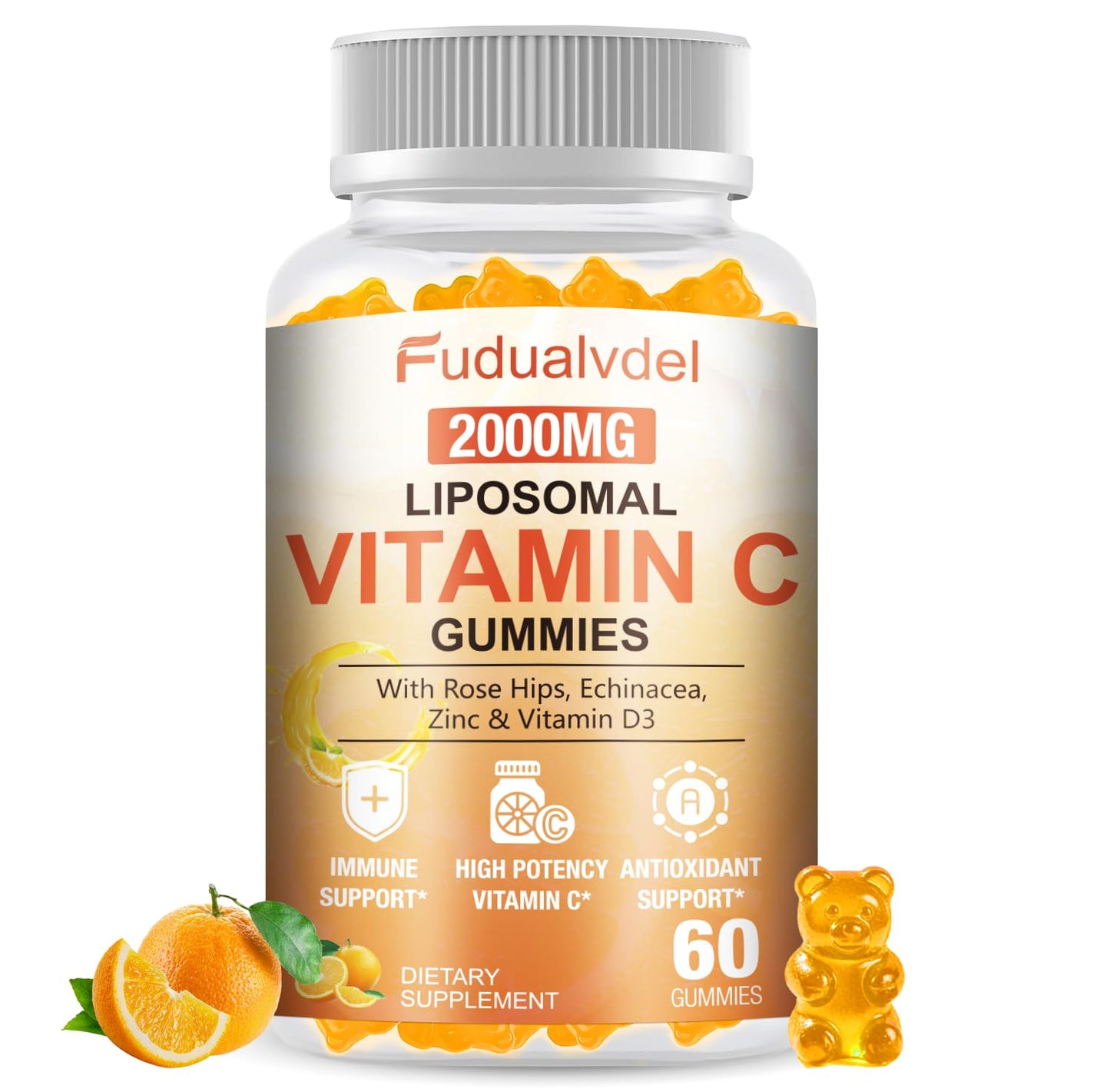 Fudualvdel Liposomal Vitamin C Gummies 2000mg, 60 Count