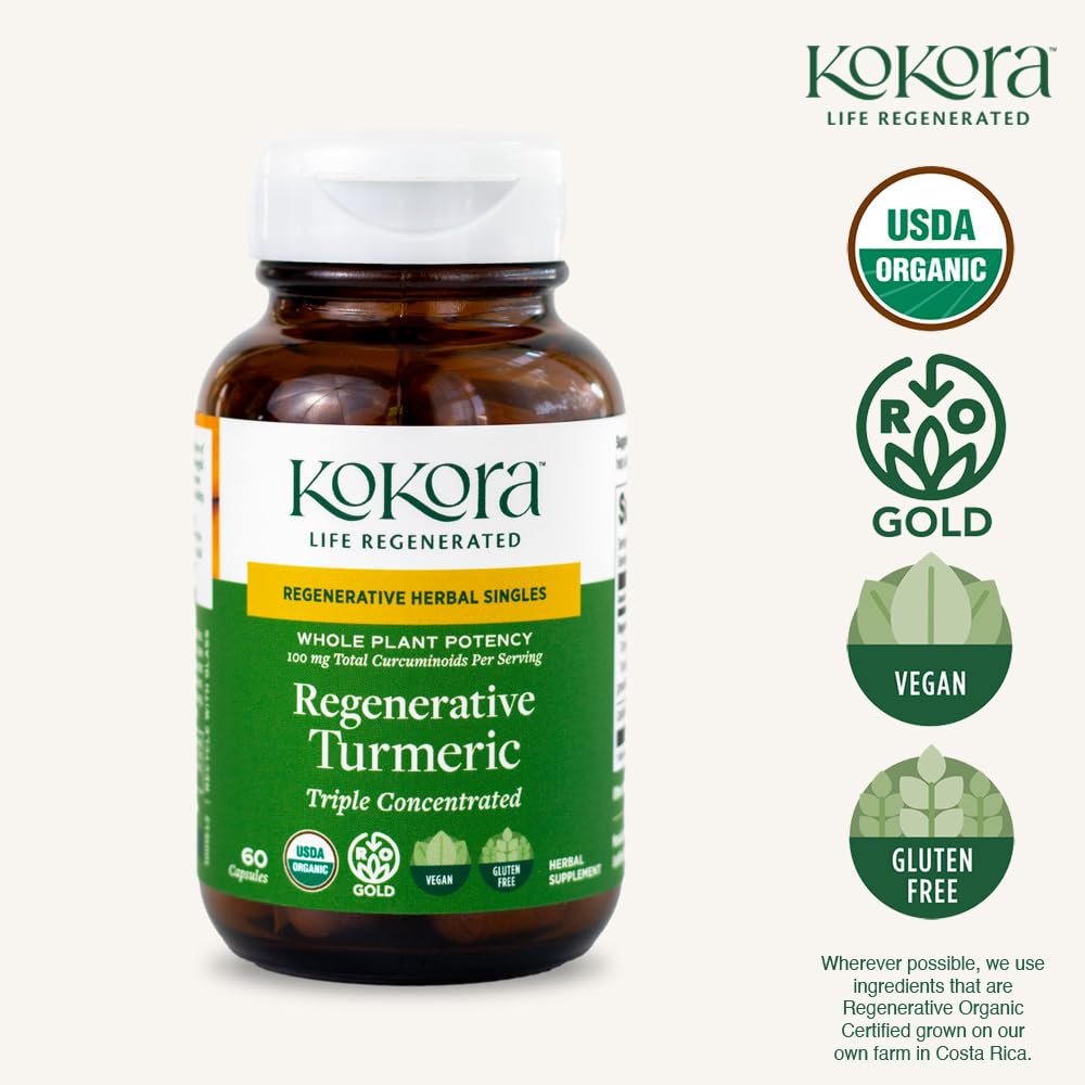 kokora Regenerative Turmeric Curcuminoids Vegan Non-GMO Capsules 60