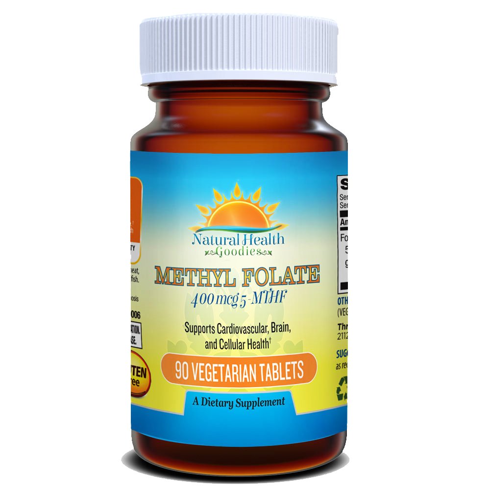 Natural Health Goodies Folate 400 mcg 5-MTHF (667 mcg DFE) Methylfolate Tablets 90 Count