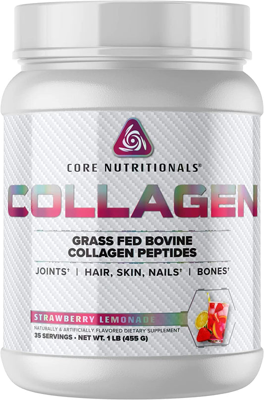 Core Nutritionals Hydrolyzed Collagen Peptides Type I & III from Grass-Fed Bovine Powder, 20