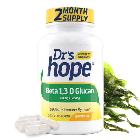 Dr’s Hope Beta Glucan Supplement 1,3D 500mg Capsules, 120 Count