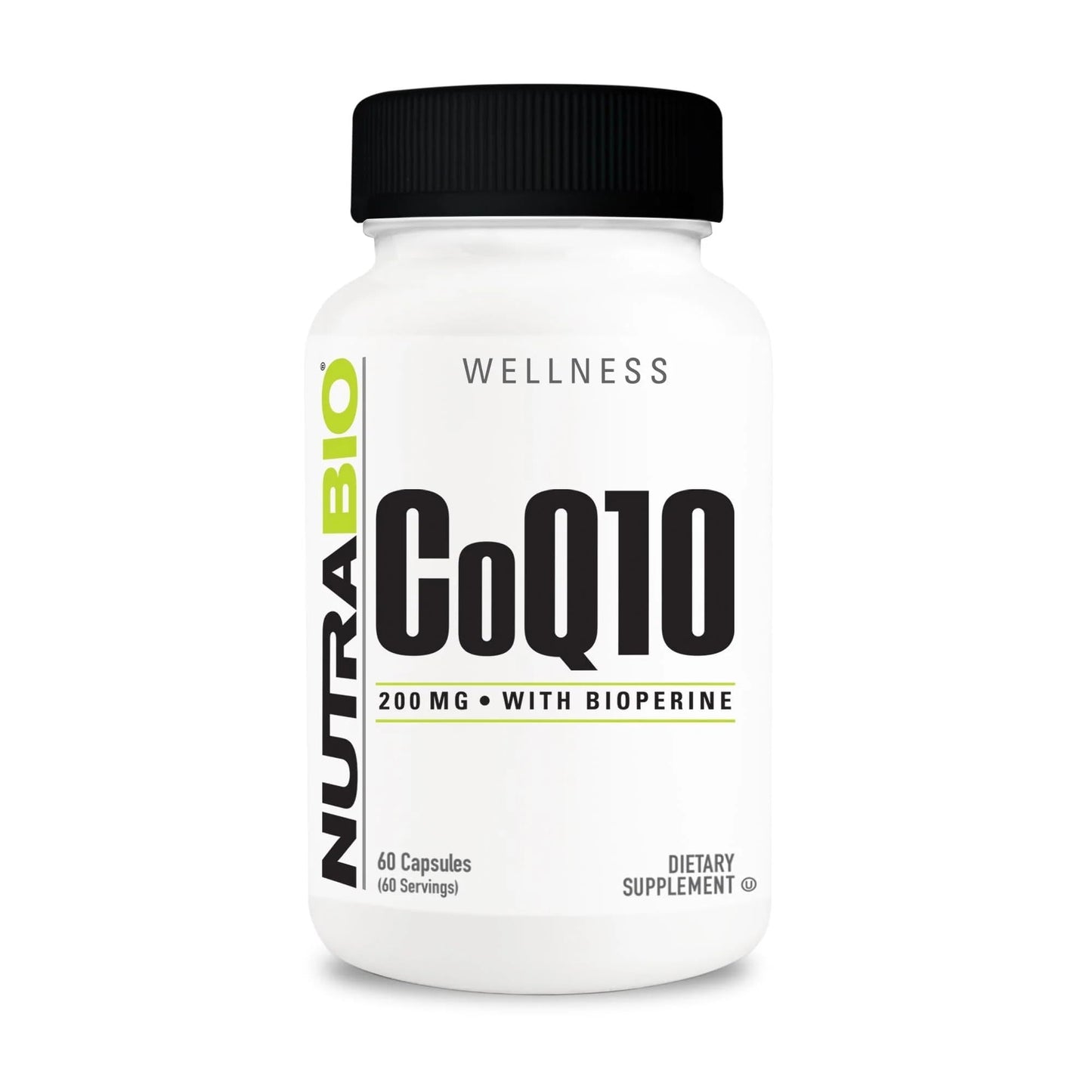 NutraBio CoQ10 Dietary Supplement with Bioperine 200mg 60 Capsules