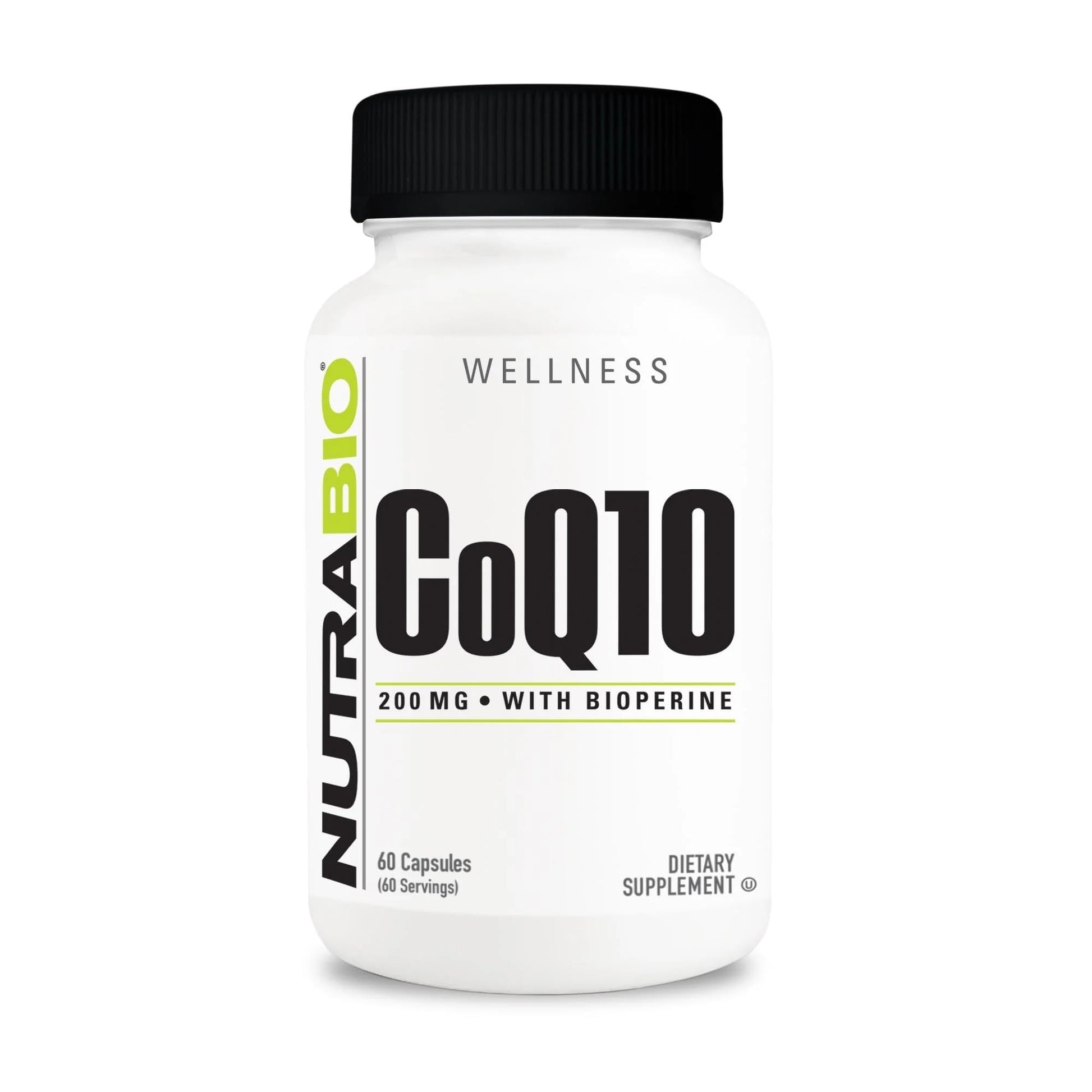 NutraBio CoQ10 Dietary Supplement with Bioperine 200mg Capsule, 60 Capsules