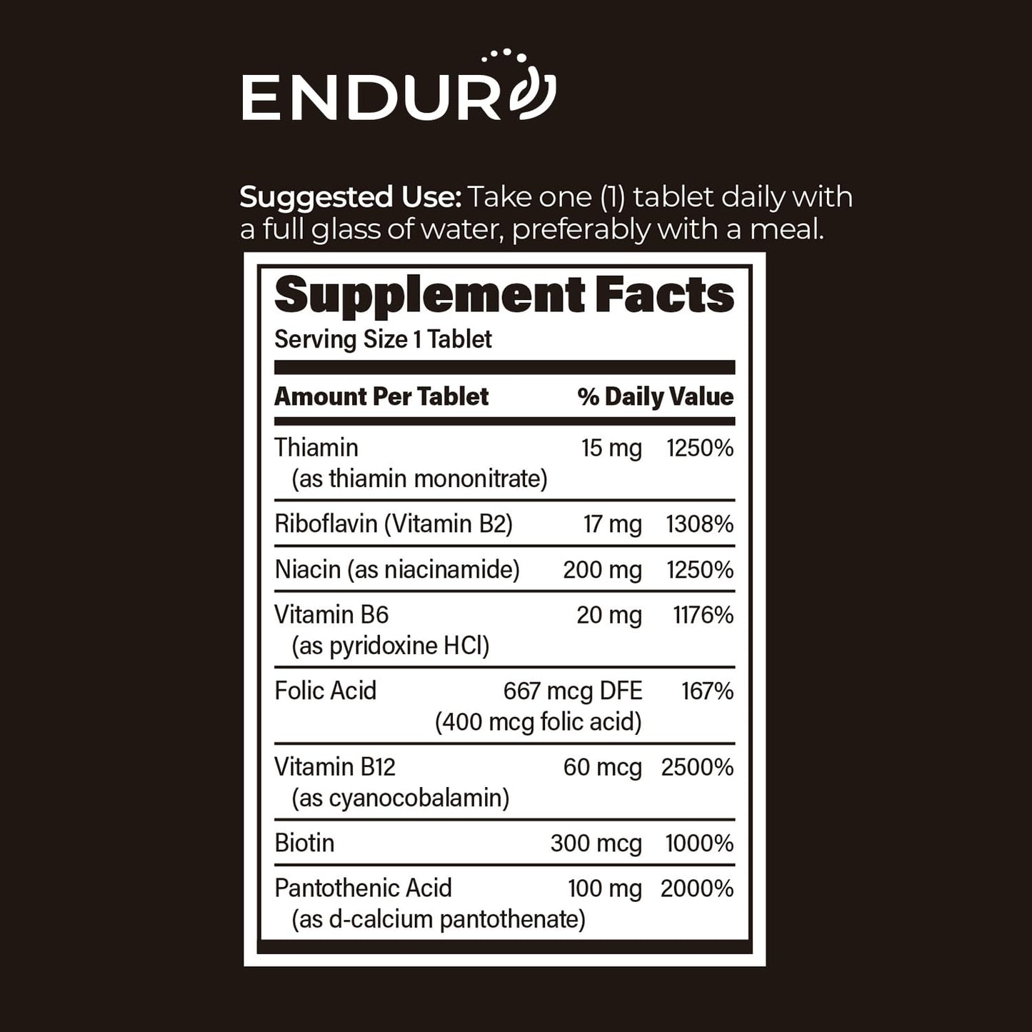 Endurance Products ENDUR-B® Complex Sustained Release B-Vitamin Formula Tablet, 150 Tablets