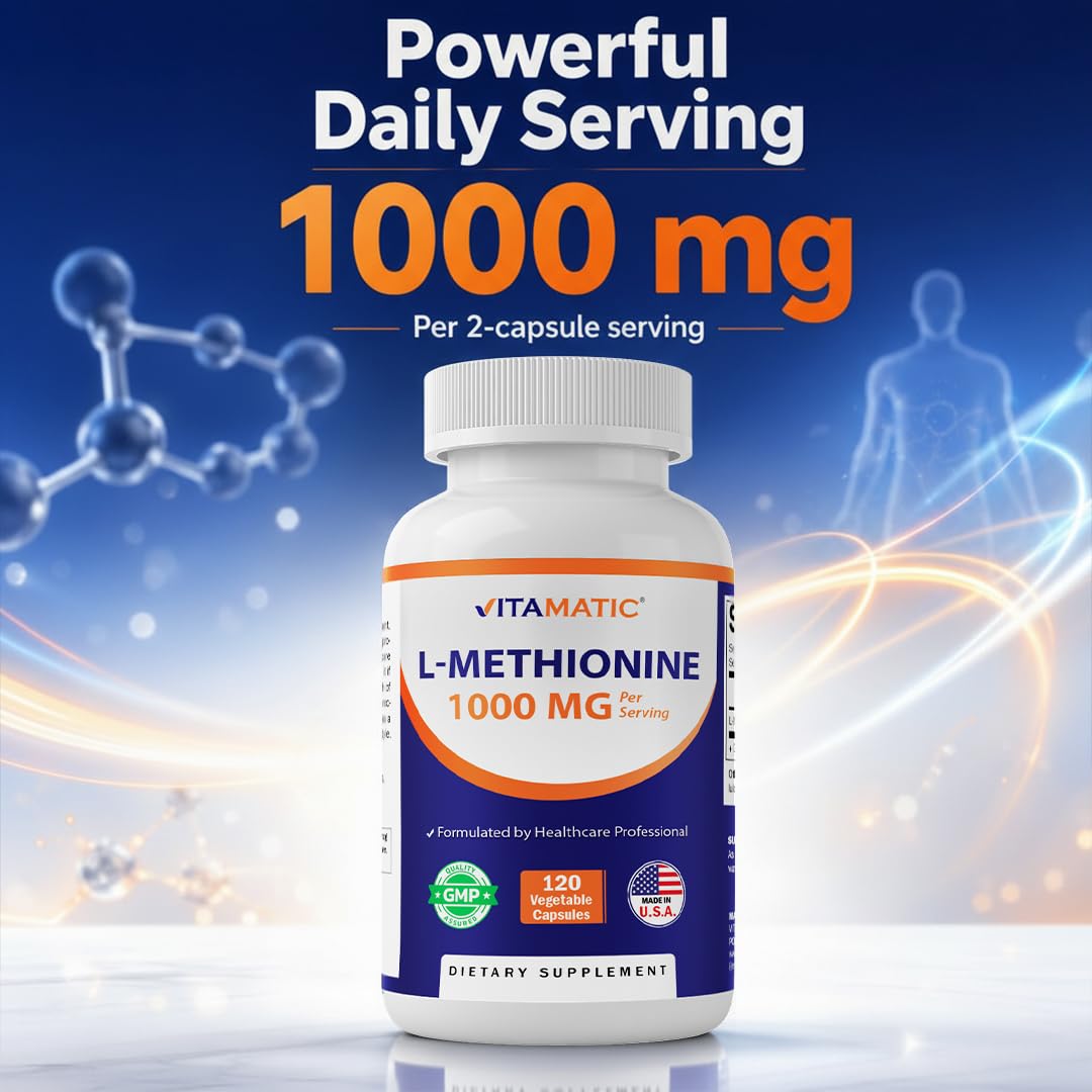 Vitamatic L-Methionine 1000 mg Capsule, 120 Count