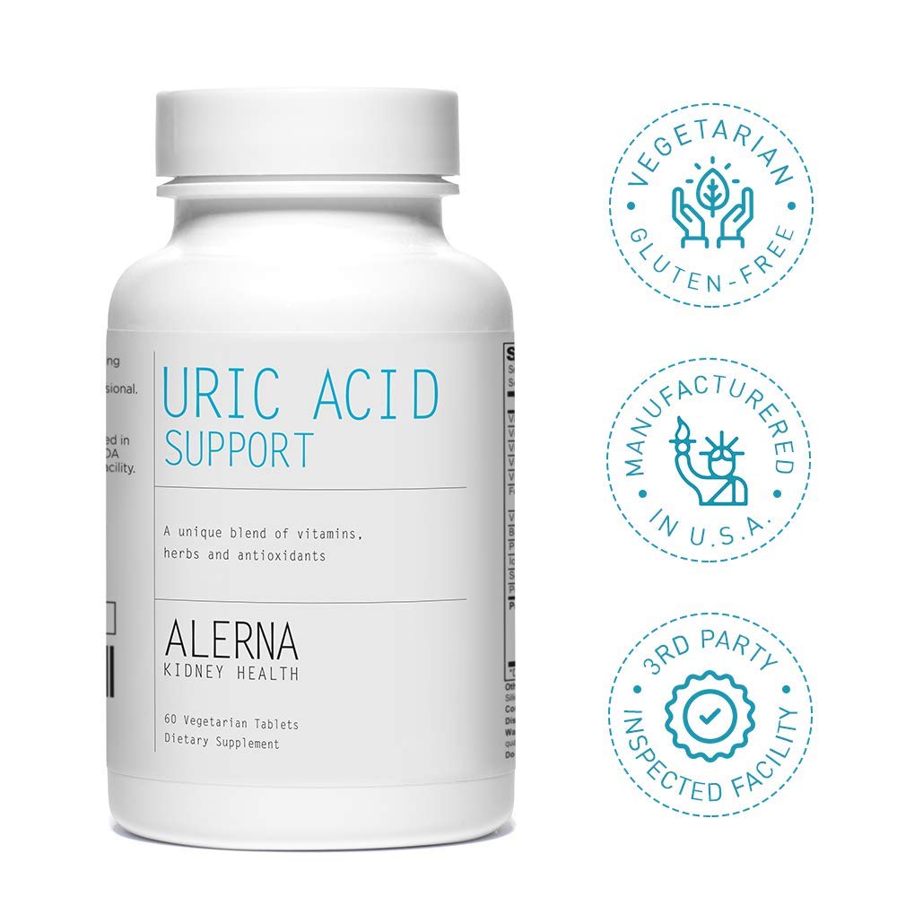 Alerna Kidney Health Uric Acid Support Supplement – Tart Cherry, Celery Seed, Turmeric, Quercetin, 180 Tablets