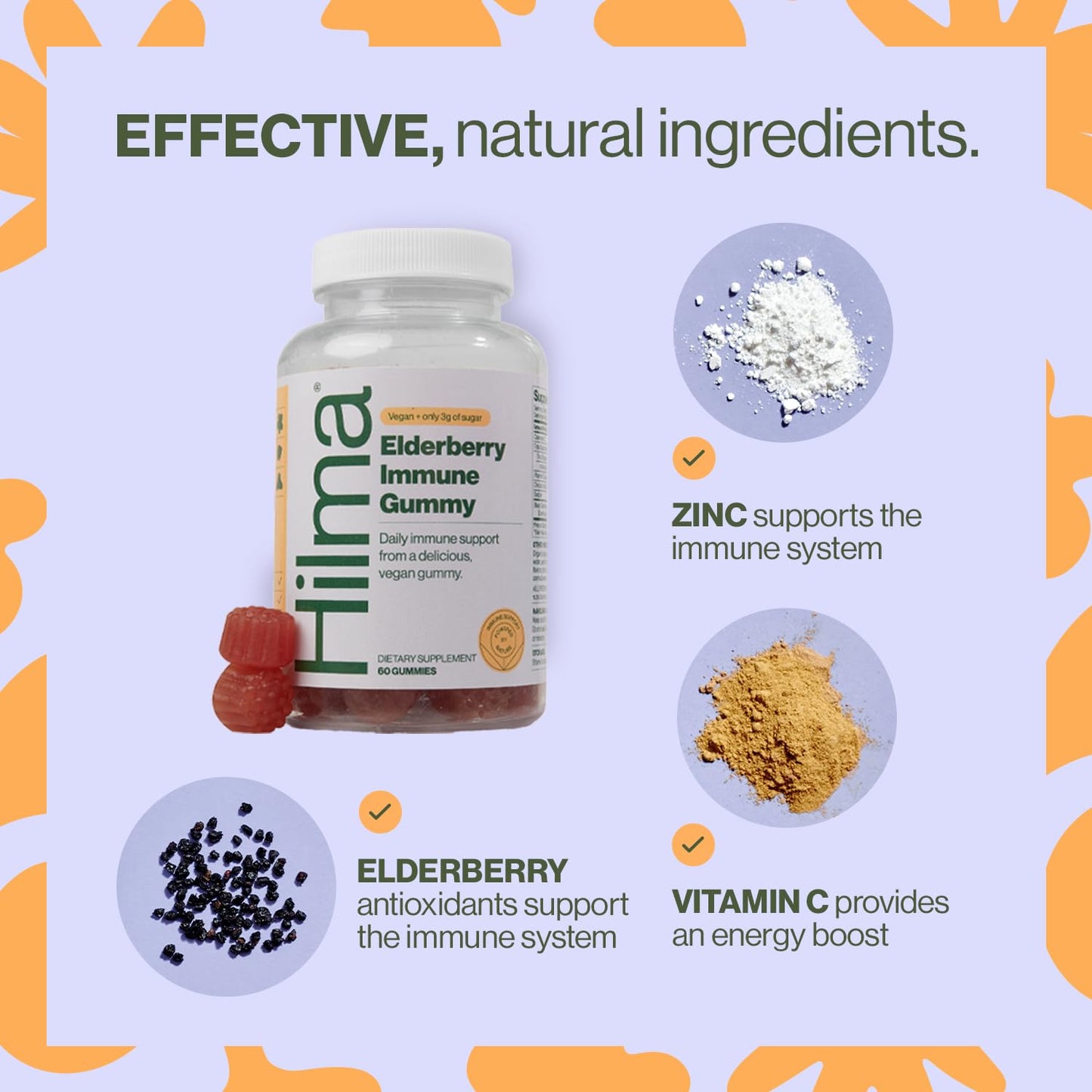 Hilma Elderberry Immune Support Supplement 60 Gummies