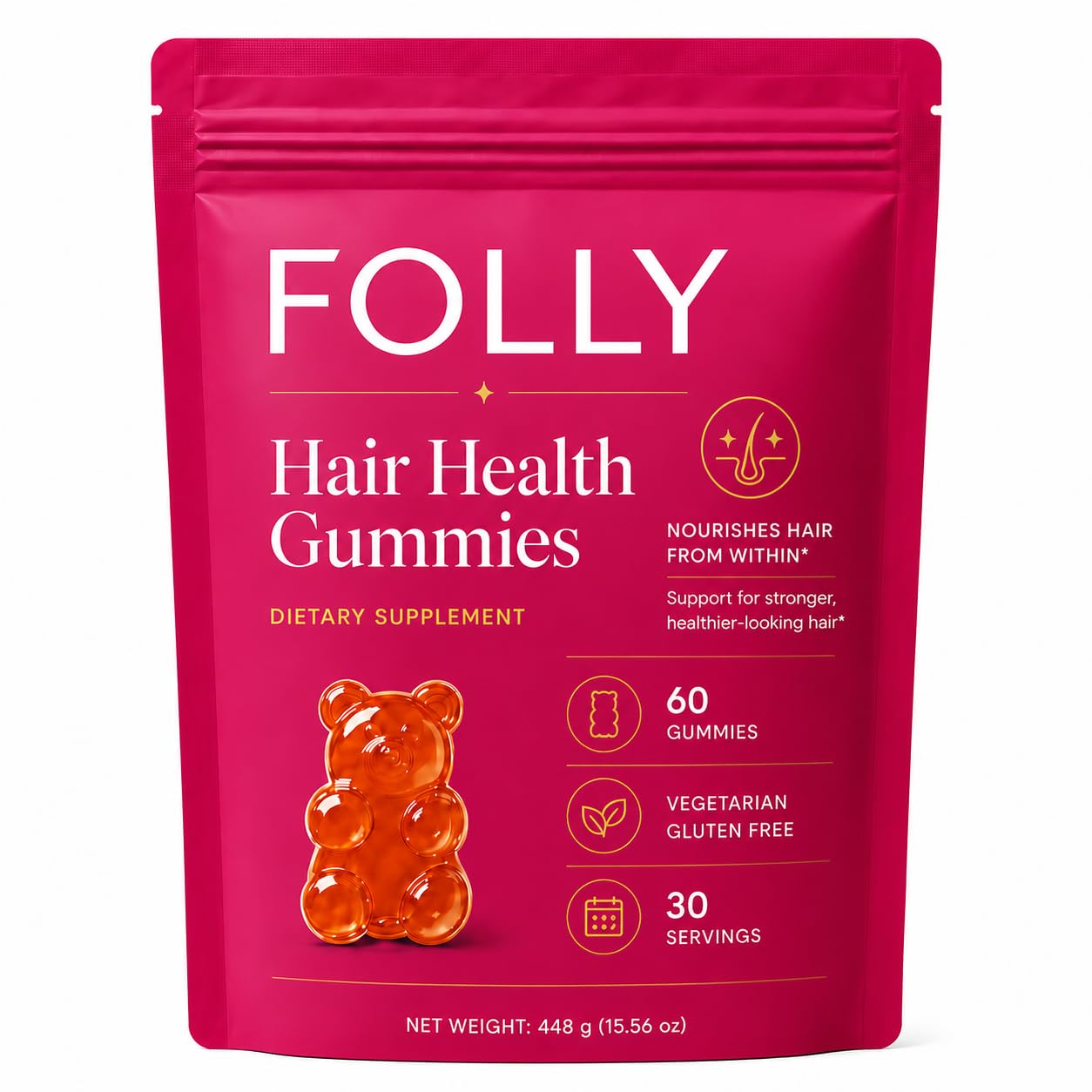 THYROCORE Folly Hair Growth Gummies, 60 Gummies