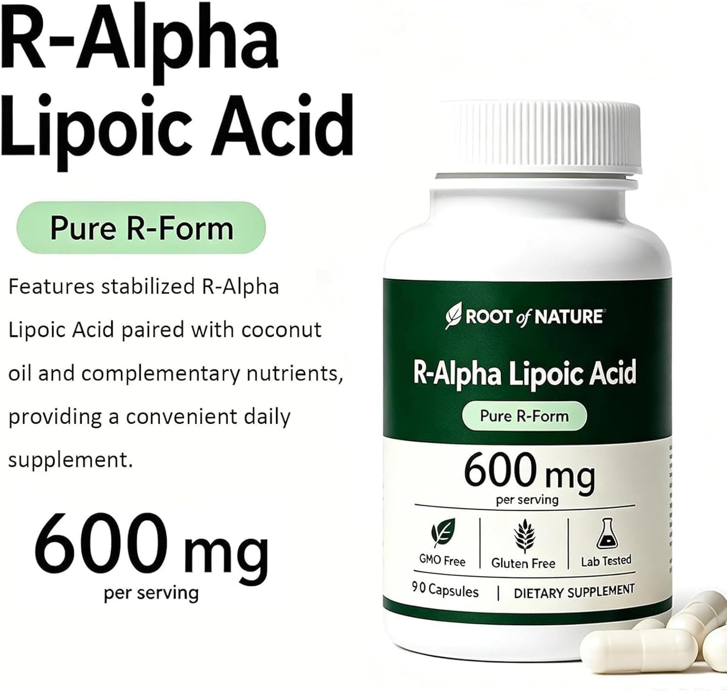 Molana Pumpkin Root of Nature R-Alpha Lipoic Acid with Coconut Oil Capsules, 90 Count