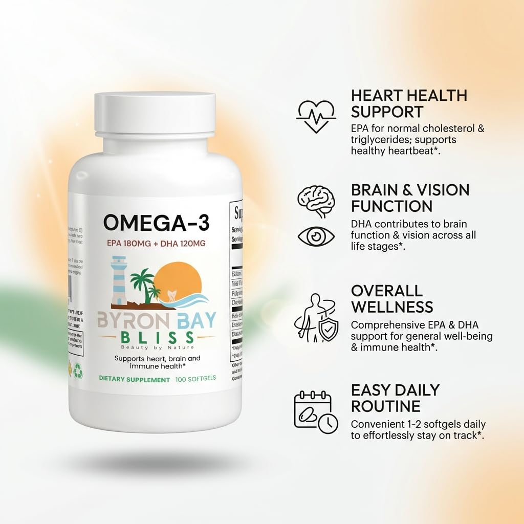 Byron Bay Bliss Omega-3 Fish Oil Softgels 100 Softgels