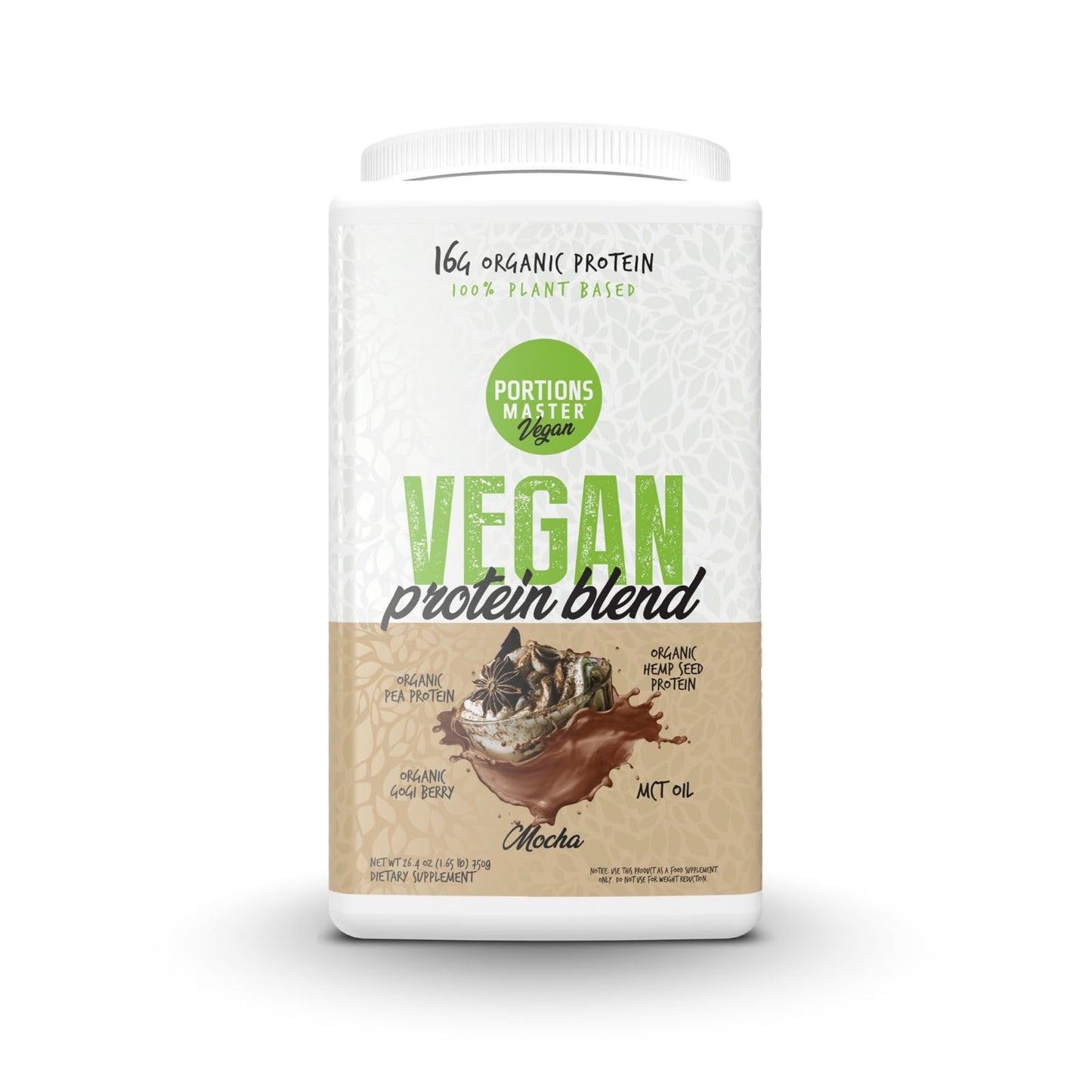 Portions Master Vegan Protein Blend, Pea Hemp Goji + MCT Powder, 26.4