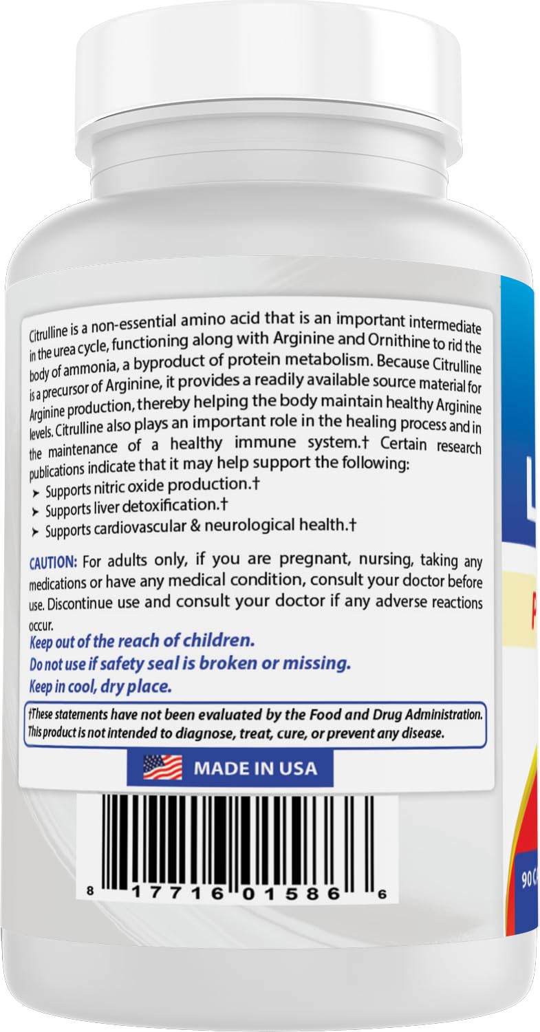 Best Naturals L-Citrulline Capsules, 1500mg per Serving, 180 Capsules