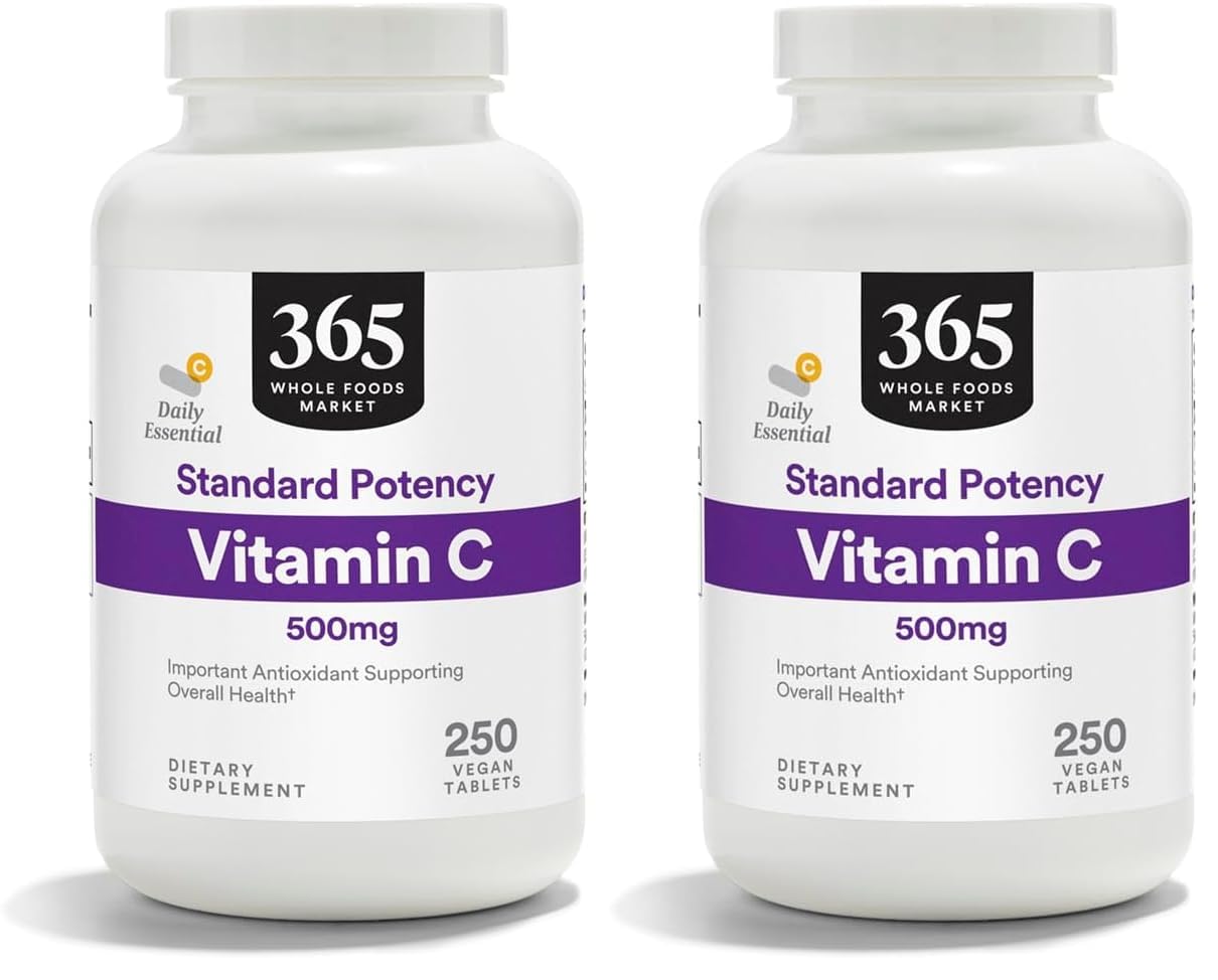 365 by Whole Foods Market Vitamin C 500 mg Tablets, 250 Count (Pack of 2)