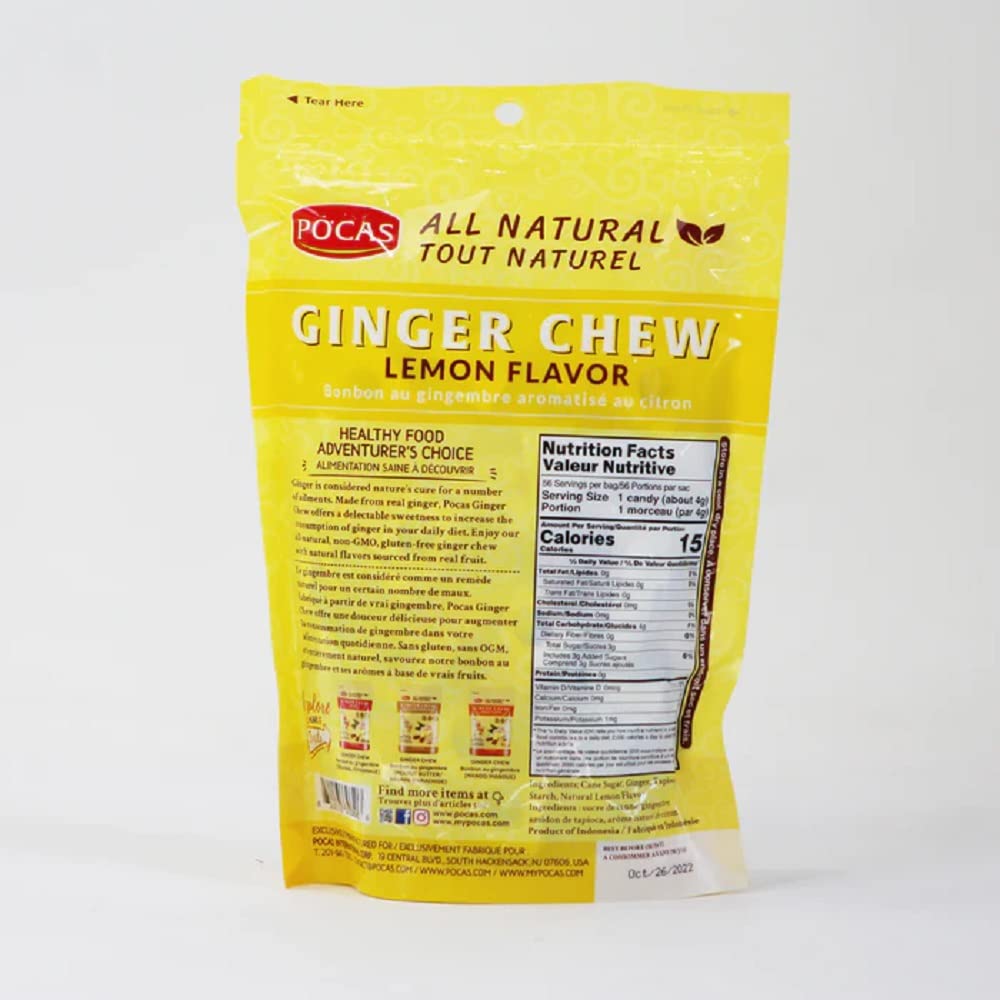 Pocas Ginger Chews Lemon Flavor 8 oz