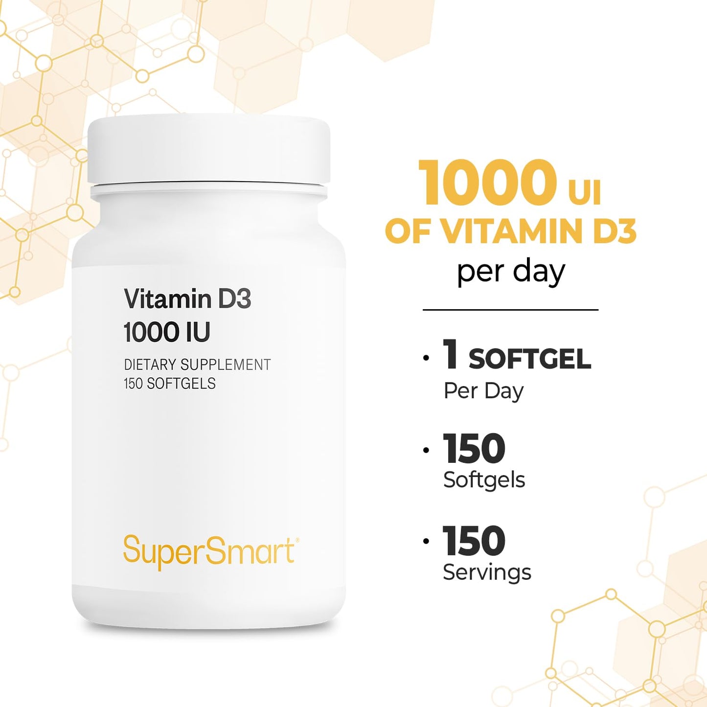 Supersmart Vitamin D3 1000 IU Softgels, 150 Count