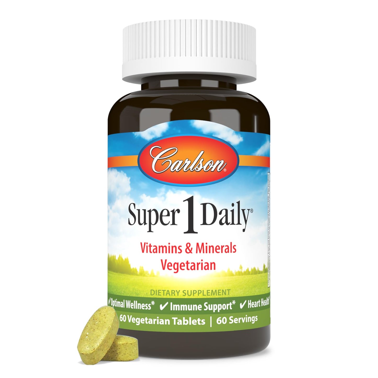 Carlson Super 1 Daily, Vegetarian Multiple Formula Tablet, 60 Tablets